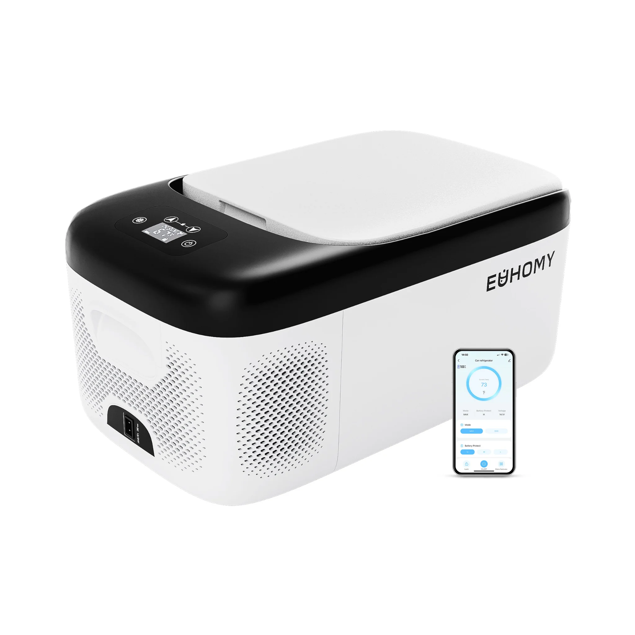 Euhomy Portable 12 Volt Car Refrigerator,15-21 Quart, Single Zone, App Control, Matte Finish, Automatic Defrost, Multi-Power Compatible