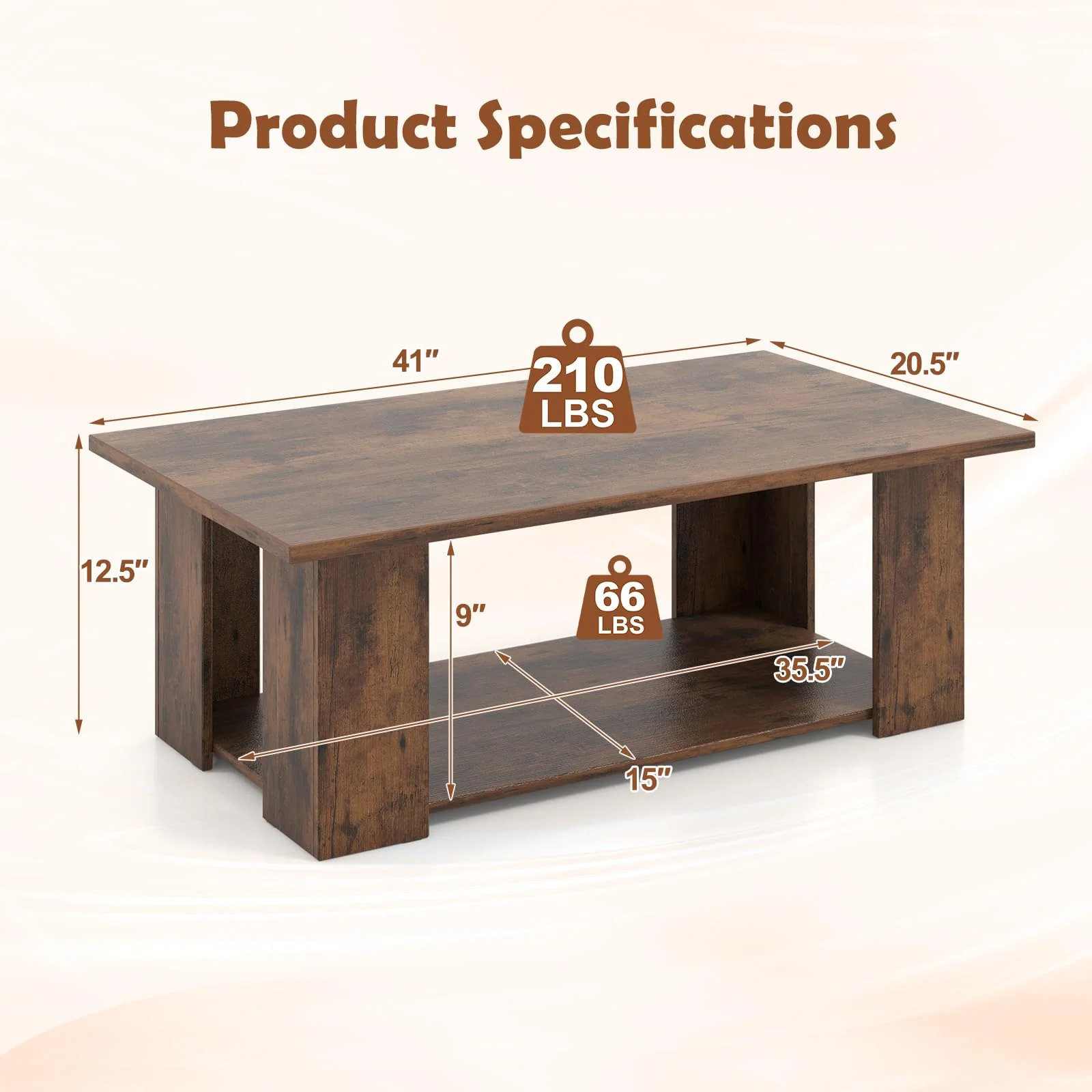 Giantex Rectangle Wood Center Table, 41
