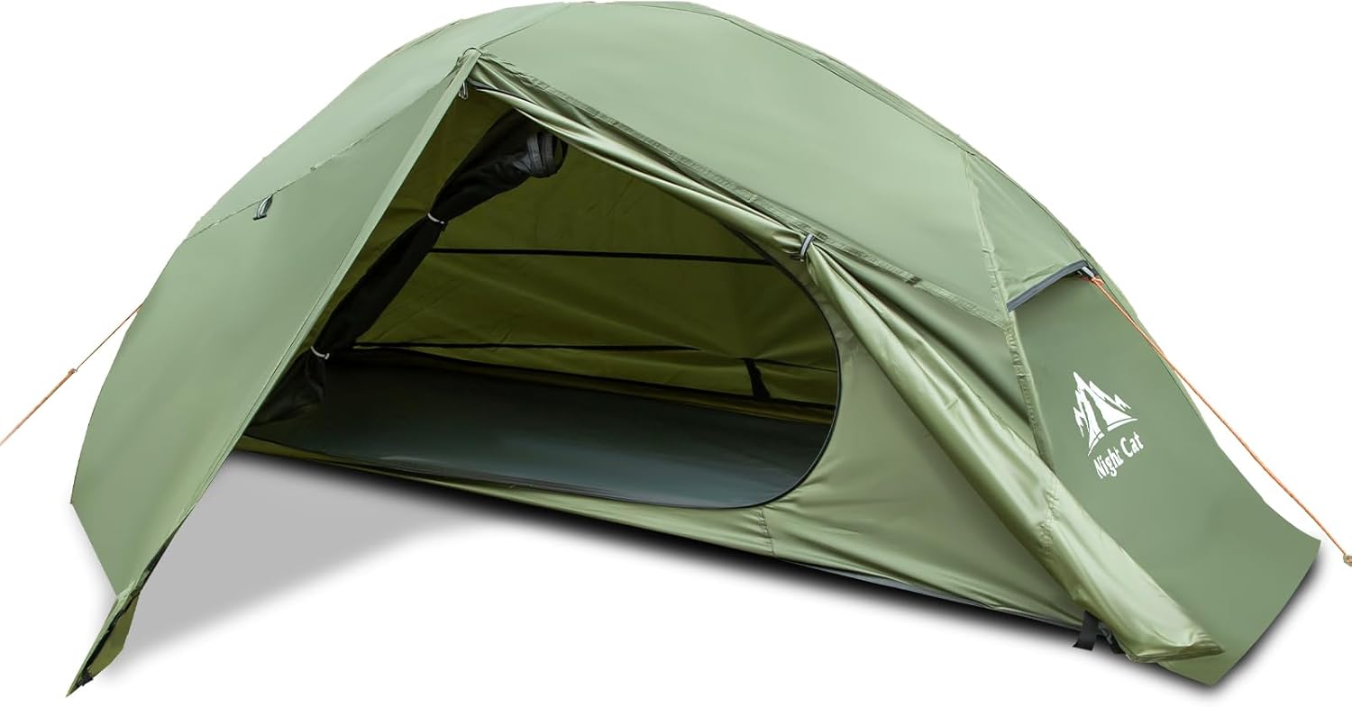 Night Cat 1-Person Camping Tent: Lightweight Waterproof Hiking Tent for Adult(cot is excluded)