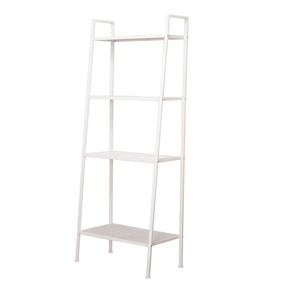 Ladder White Bookshelf, 4-Tier Metal Ladder Shelf 23.62