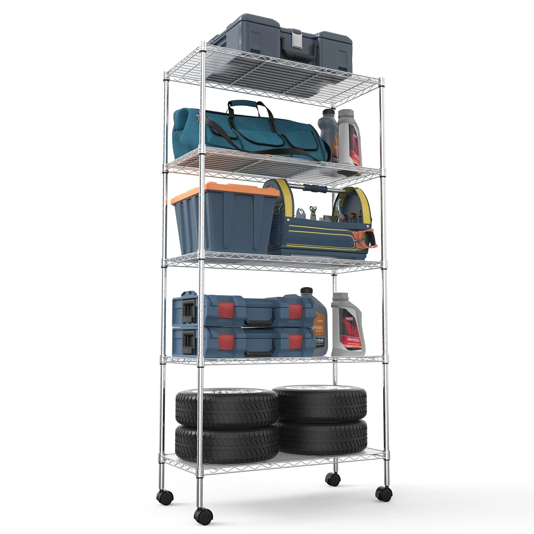 5-Tier Wire Shelving Unit, Heavy Duty Metal Storage Shelves, 30