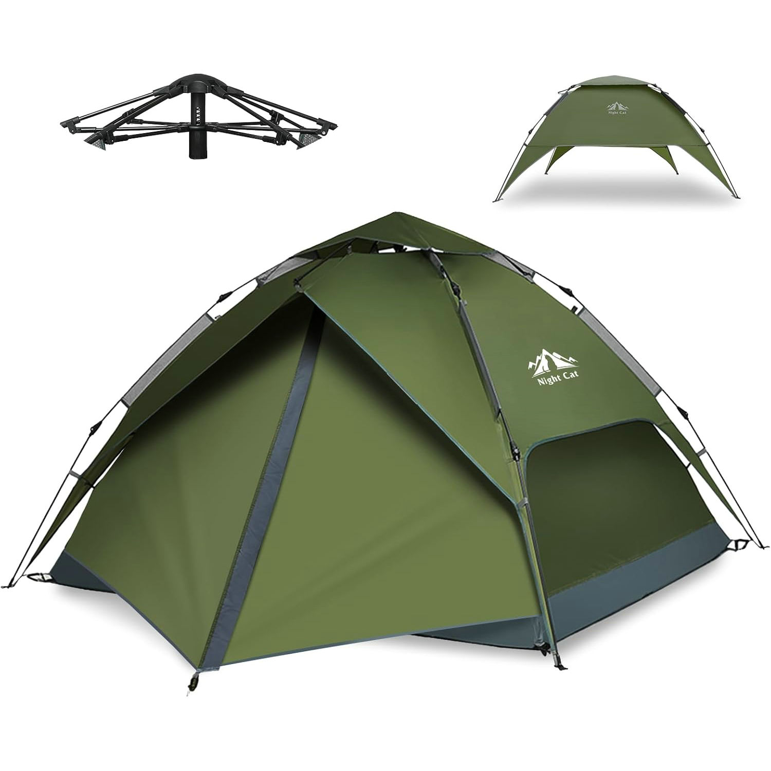 Night Cat Pop Up Tent 3 4 Man Person Camping Tent Waterproof Instant Automatic Easy Set Up Dome Holiday Tent