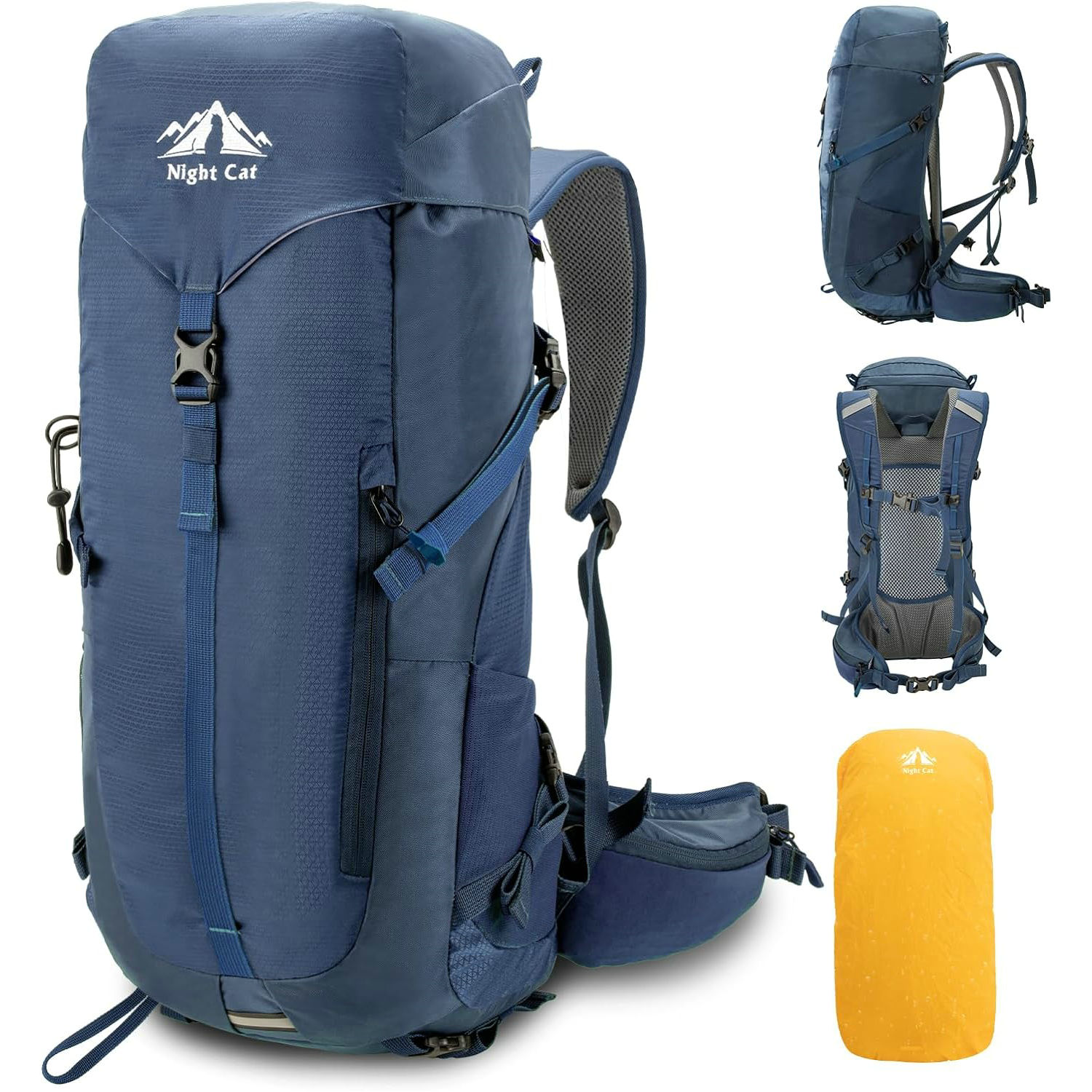 Night Cat Internal Frame Backpack: 30L Camping Backpack with Breathable Back Support Lightweight Hiking Backpack with Rain Cover Waterproof