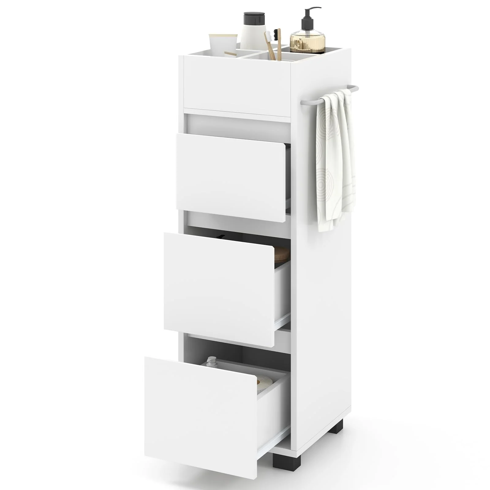 Giantex Small Bathroom Storage Cabinet - Narrow Space-saving Bathroom Cabinet with 3 Drawers