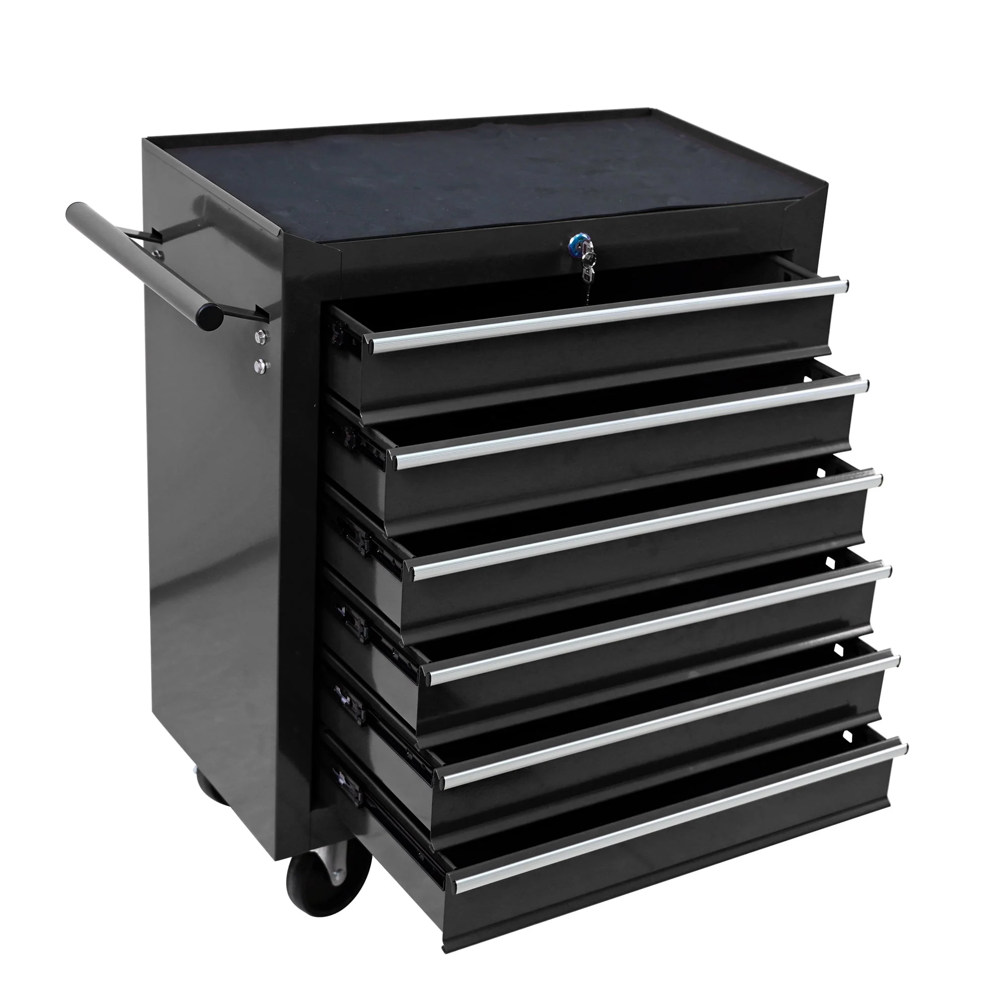 6-Drawers Tool Cabinets On Wheels, Rolling Tool Chest With Drawers, Craftsman Tool Box With Keyed Locking System, Tool Storage Organizer For Warehouse, Garage, Workshop, Black