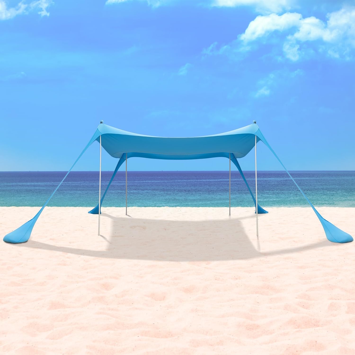 Night Cat Beach Tent Sun Protection Awning UPF 50+ UV Protection with Sand Anchor Aluminium Poles for Beach