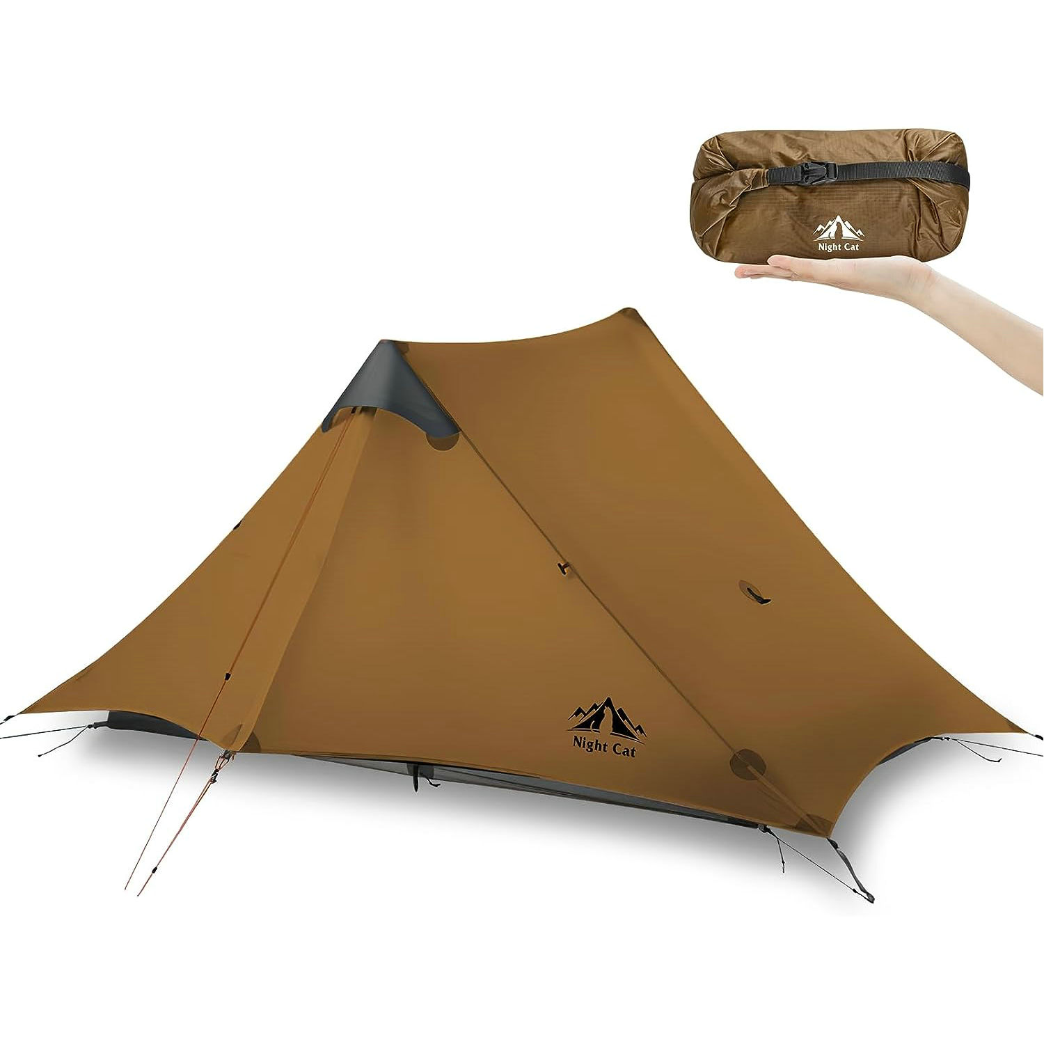 Night Cat Backpacking Tent Ultralight Waterproof Professional Hiking Tent for 2 Person Ground Tent Heavy Rain Waterproof Trekking Pole Not Included