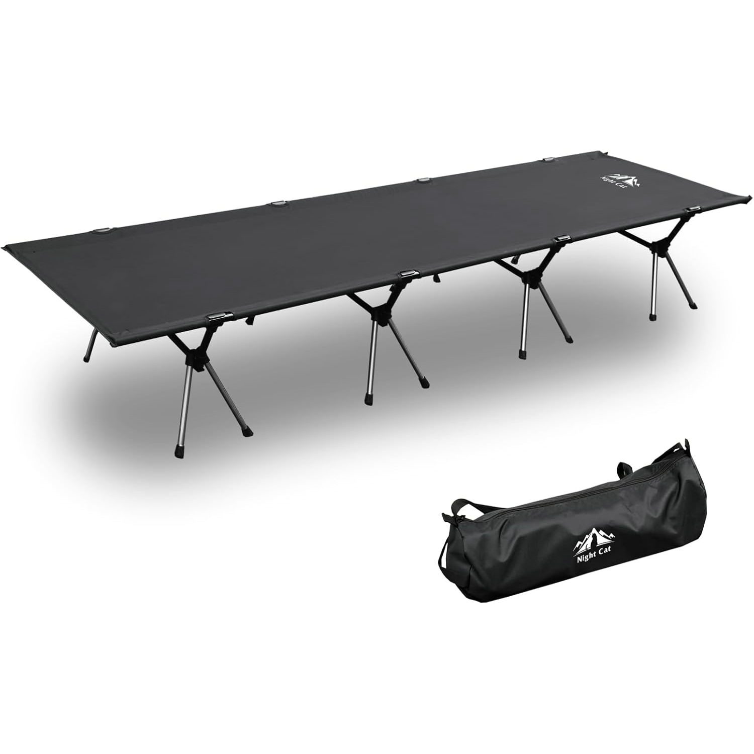 Night Cat Camping Cot Bed - Portable Folding Sleeping Cots for Adults 1-Person Outdoor Elevated Off-Ground Beds Easy Set-up Army Sleeping Bed 87