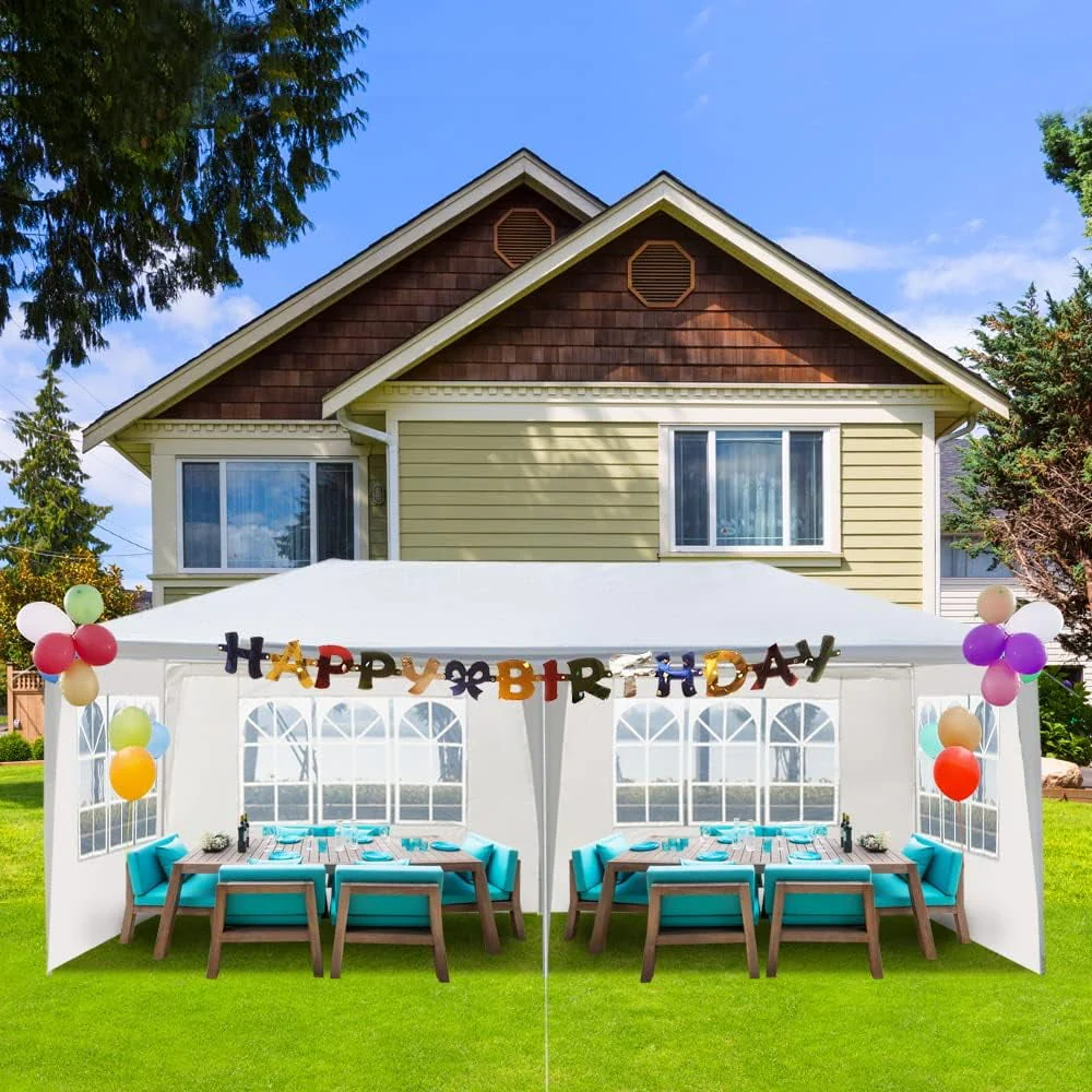 10'x20' Outdoor Party Tent, Canopy Tent with 4 Removable Sidewalls, Heavy Duty Tents for Parties Events, Waterproof Canopy Patio Wedding Gazebo, White