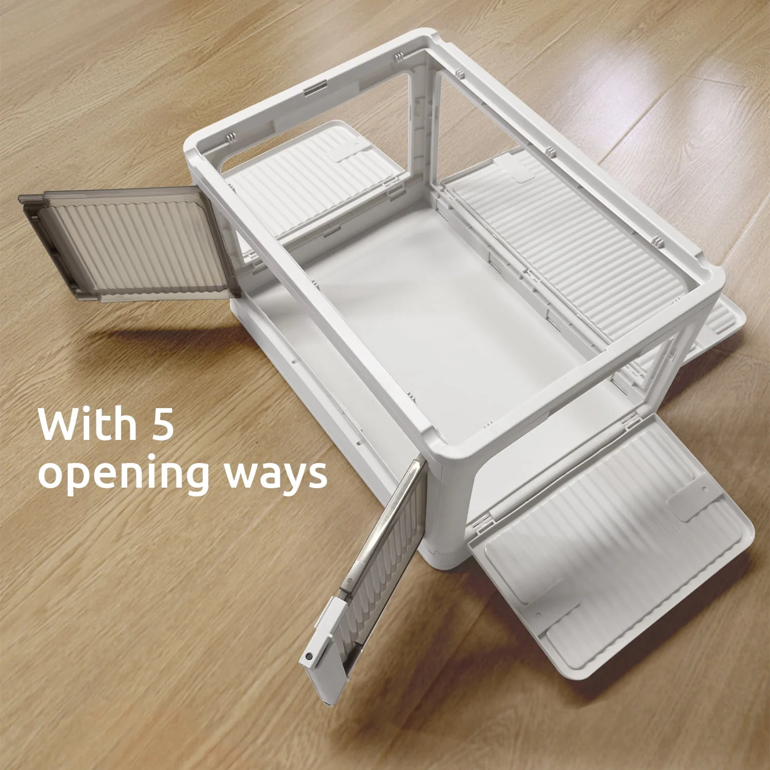 Storage Bins with Lids, Foldable Plastic Storage Container with Door, 3 Pack Stackable Collapsible Storage Bins for Closet Organizers and Storage, Secure Lock, 18.7