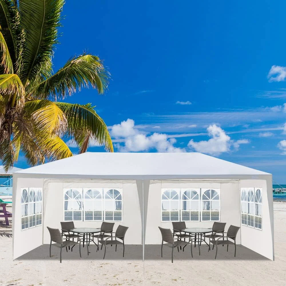 10'x20' Outdoor Party Tent, Canopy Tent with 4 Removable Sidewalls, Heavy Duty Tents for Parties Events, Waterproof Canopy Patio Wedding Gazebo, White