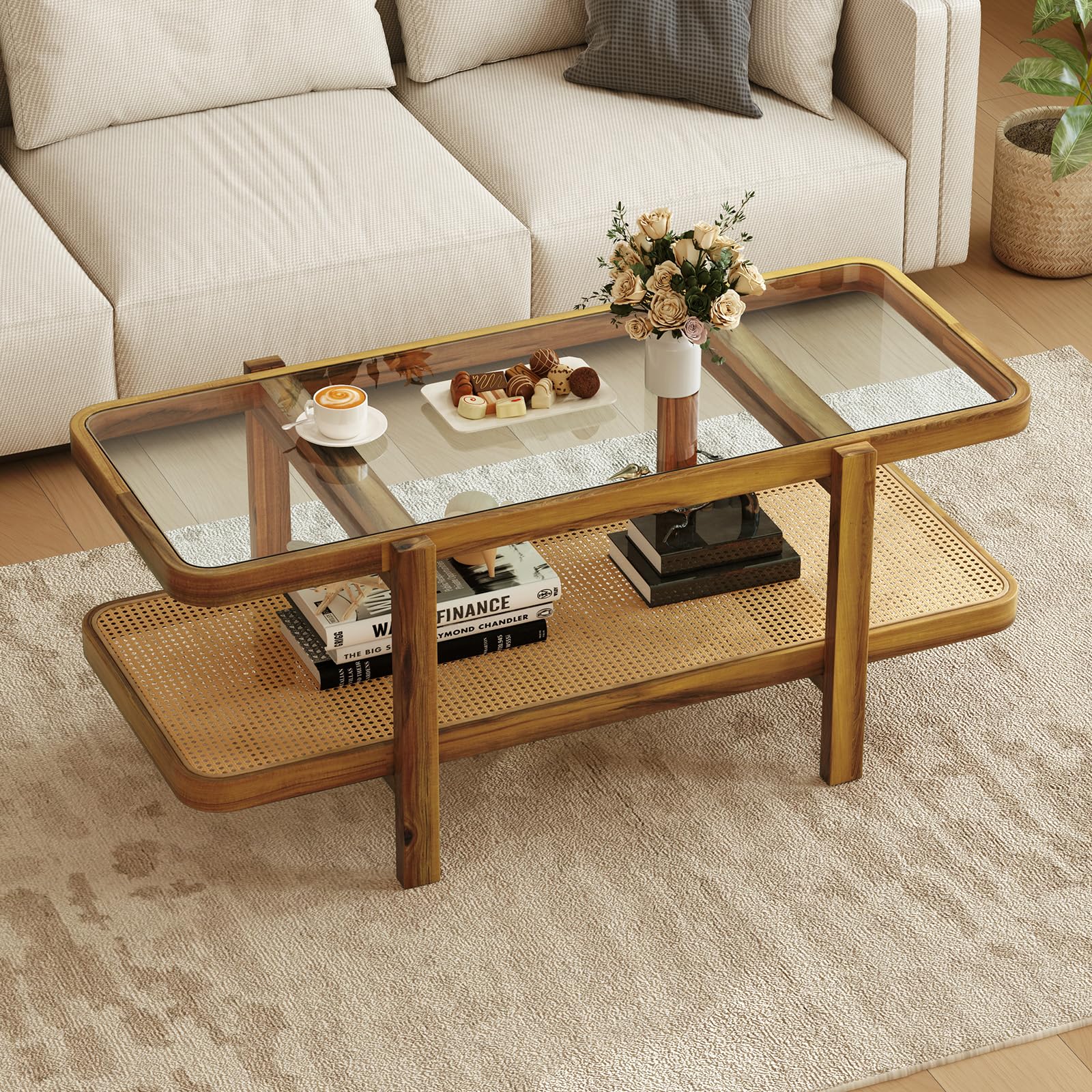 Giantex Rattan Coffee Table, 47.5
