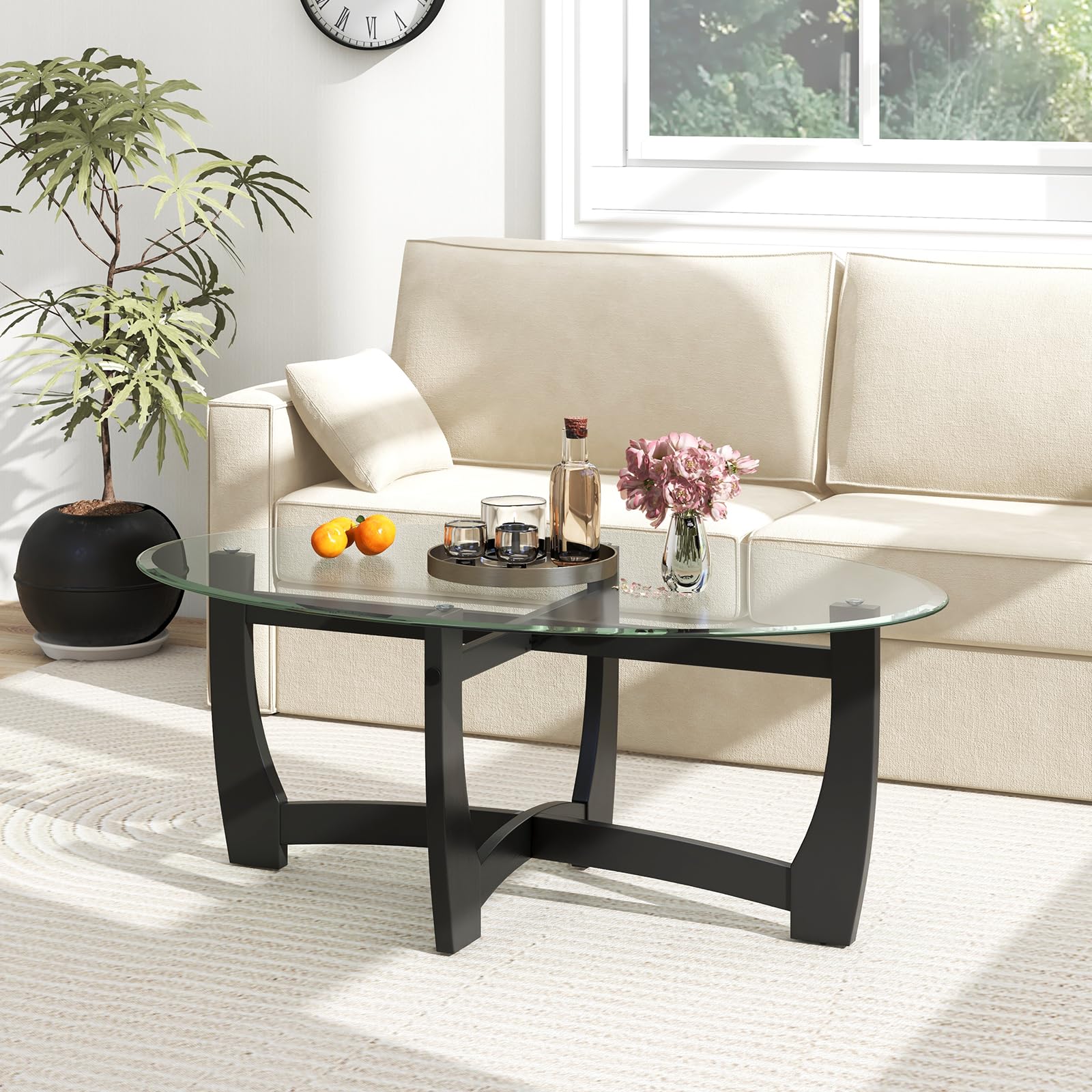 Giantex Glass Coffee Table, 48