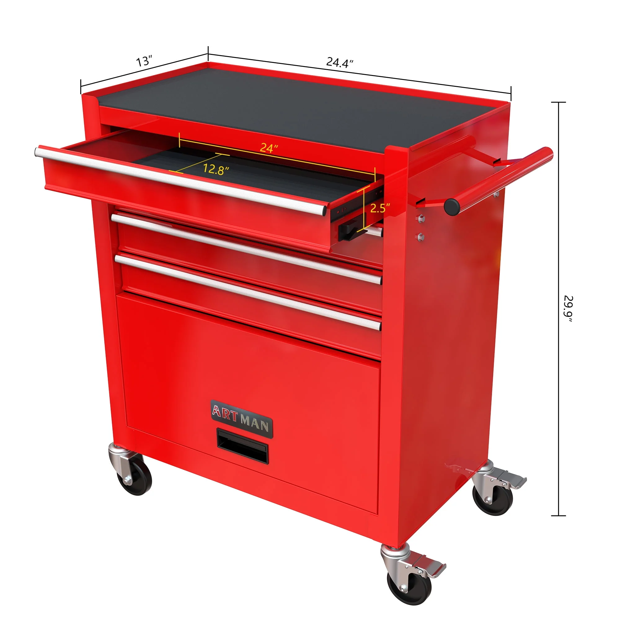 Tool Chest with 238 Piece Tool Set, 4-Drawer Tool Cabinet - Rolling Tool Cart On Wheels for Mechanics Heavy-Duty Metal Tool Box Storage Cabinets for Garage, Red
