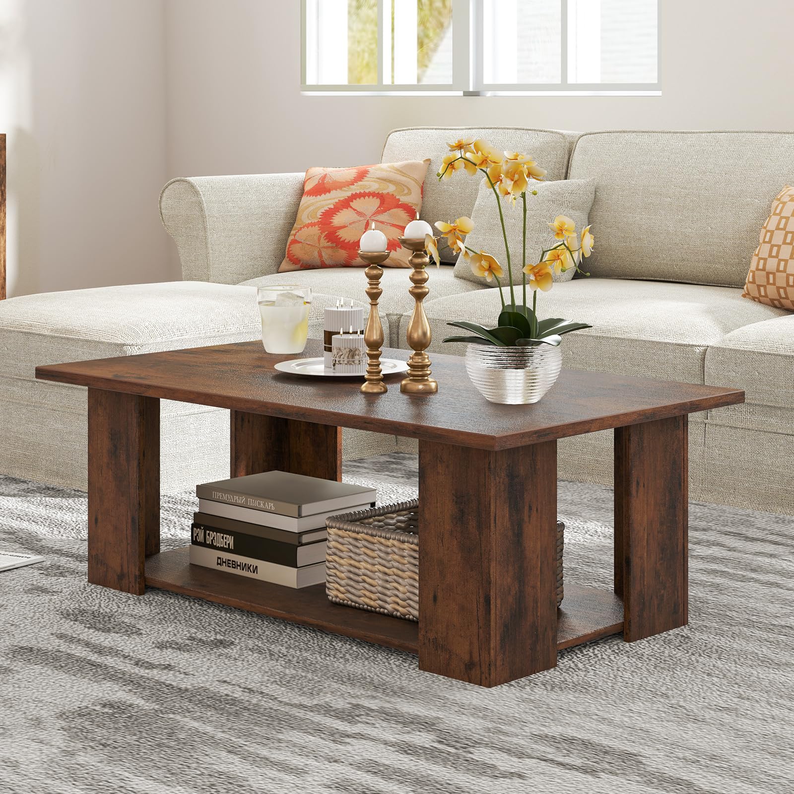 Giantex Rectangle Wood Center Table, 41