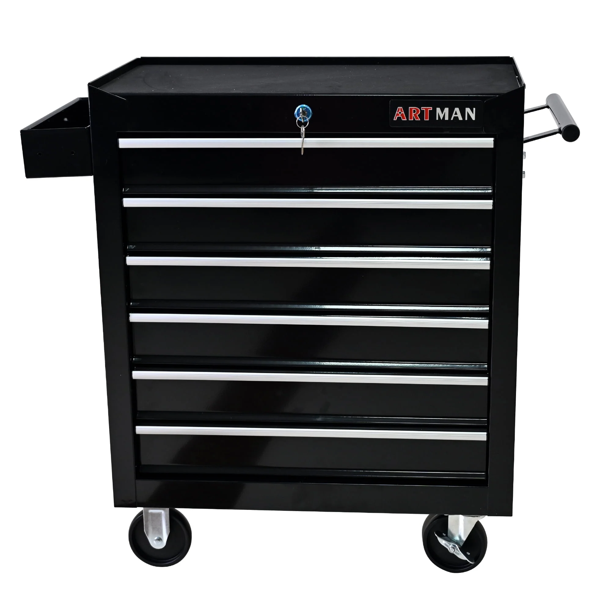 6-Drawers Tool Cabinets On Wheels, Rolling Tool Chest With Drawers, Craftsman Tool Box With Keyed Locking System, Tool Storage Organizer For Warehouse, Garage, Workshop, Black