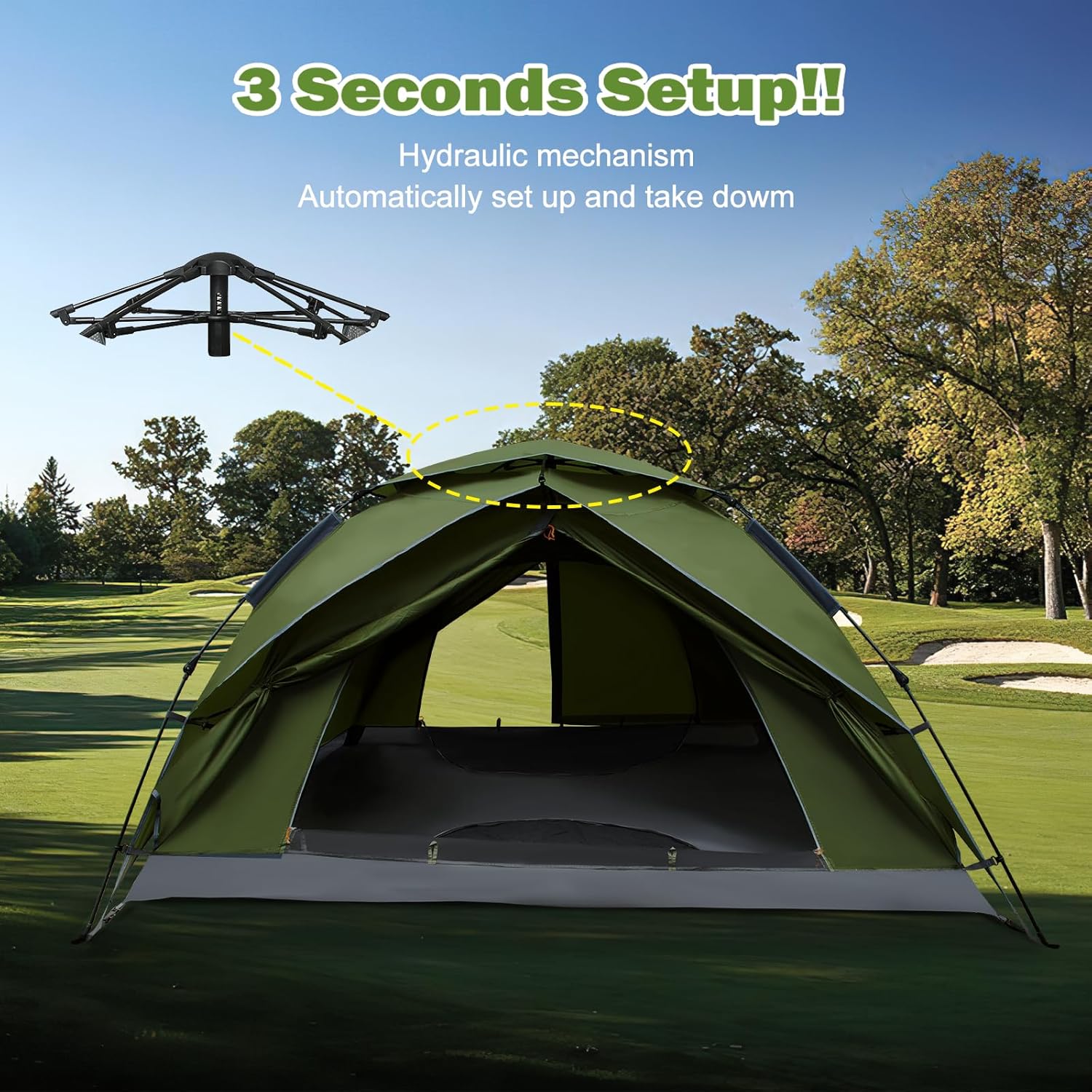 Night Cat Pop Up Tent 3 4 Man Person Camping Tent Waterproof Instant Automatic Easy Set Up Dome Holiday Tent