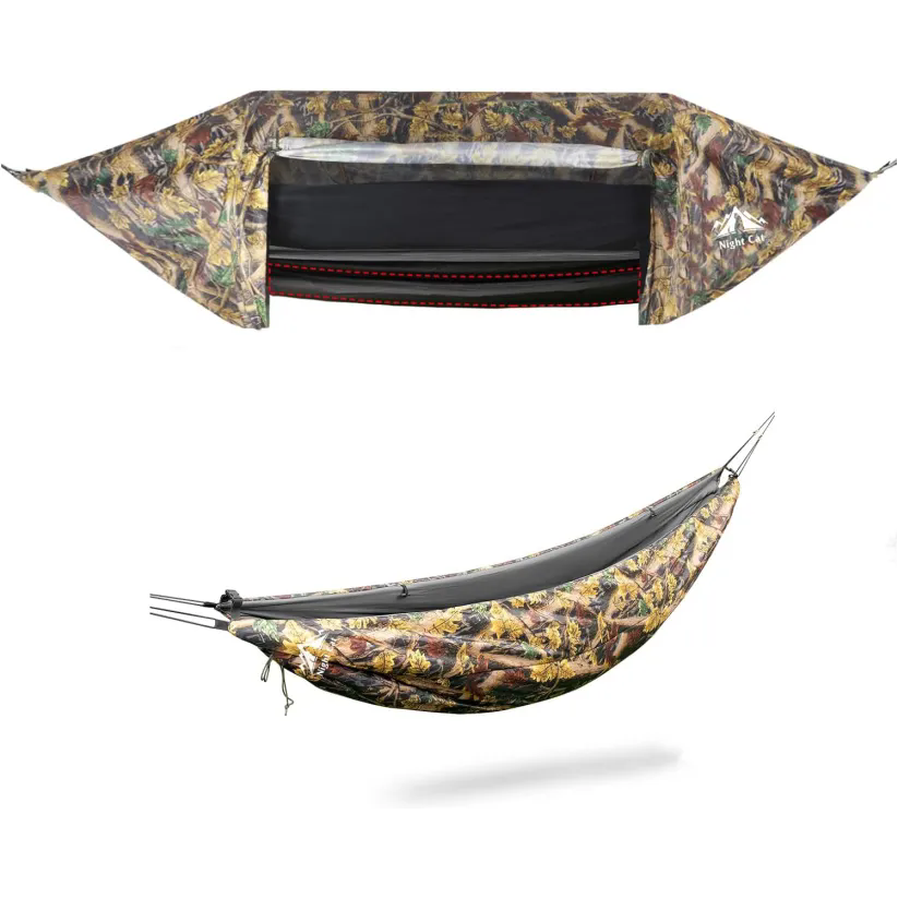 Night Cat Hammock Tent with Mosquito Net Waterproof Rainfly for 1 Person Hiking Camping with Storage Pocket for Sleeping Pad(EXCLUDED) Combo Set