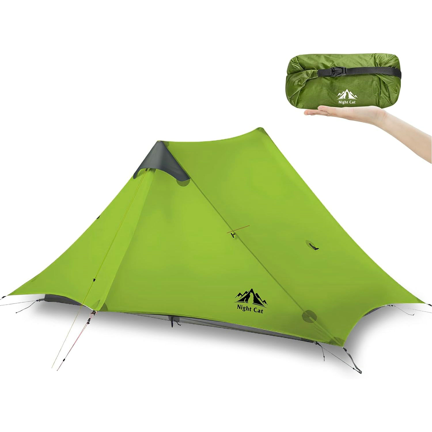 Night Cat Backpacking Tent Ultralight Waterproof Professional Hiking Tent for 2 Person Ground Tent Heavy Rain Waterproof Trekking Pole Not Included