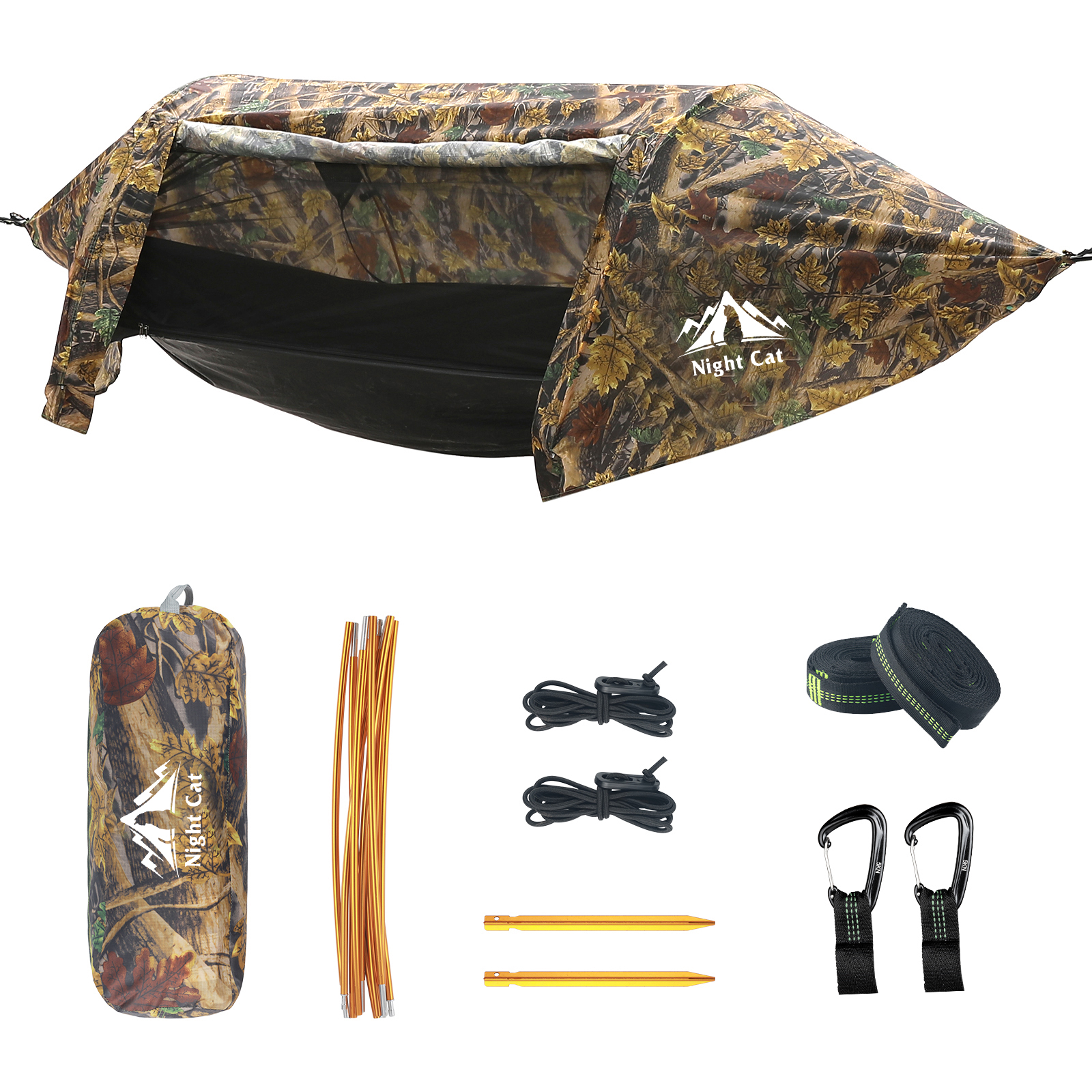 Night Cat Bottom Waterproof Model Camping Hammock Tent with Mosquito Net and Rain Fly for 1 Person Camping Lightweight 440LBS