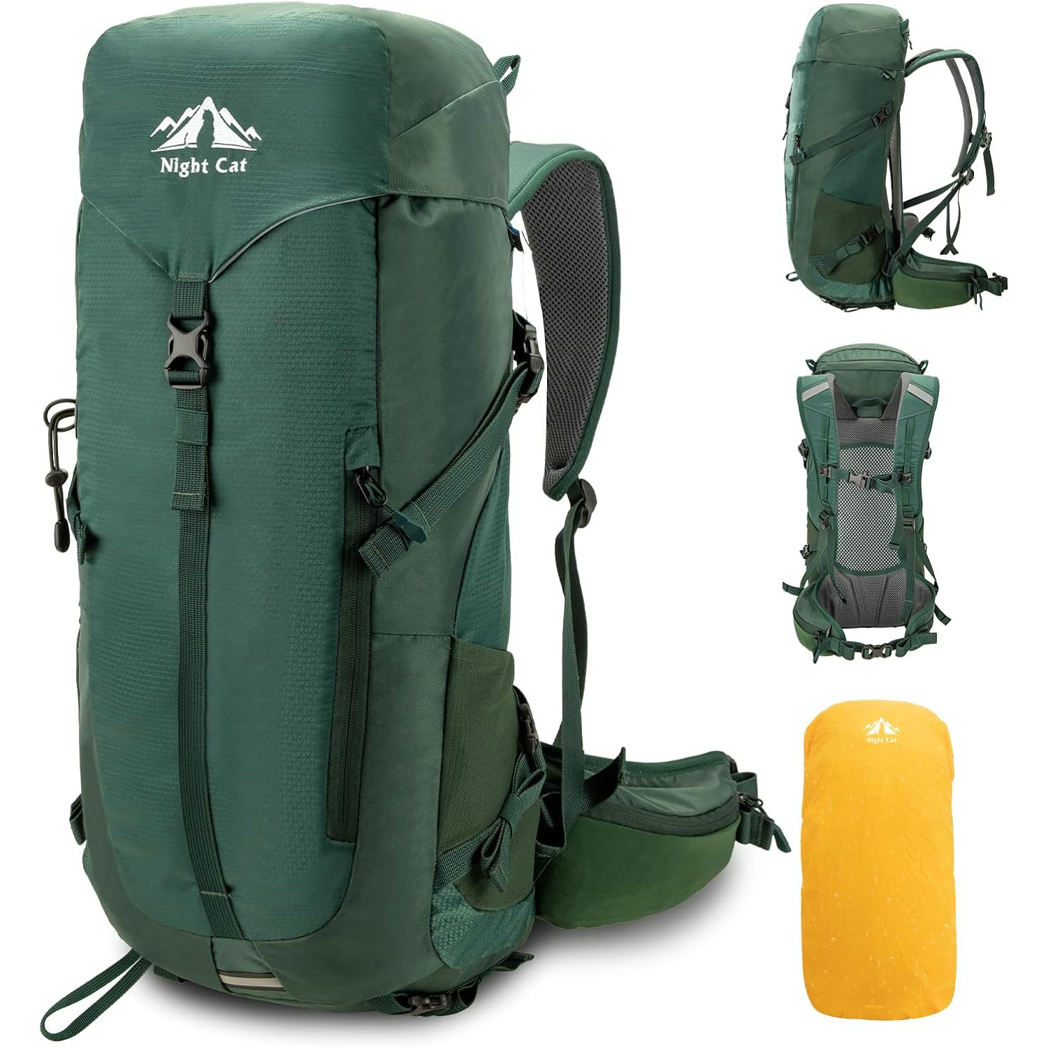 Night Cat Internal Frame Backpack: 30L Camping Backpack with Breathable Back Support Lightweight Hiking Backpack with Rain Cover Waterproof