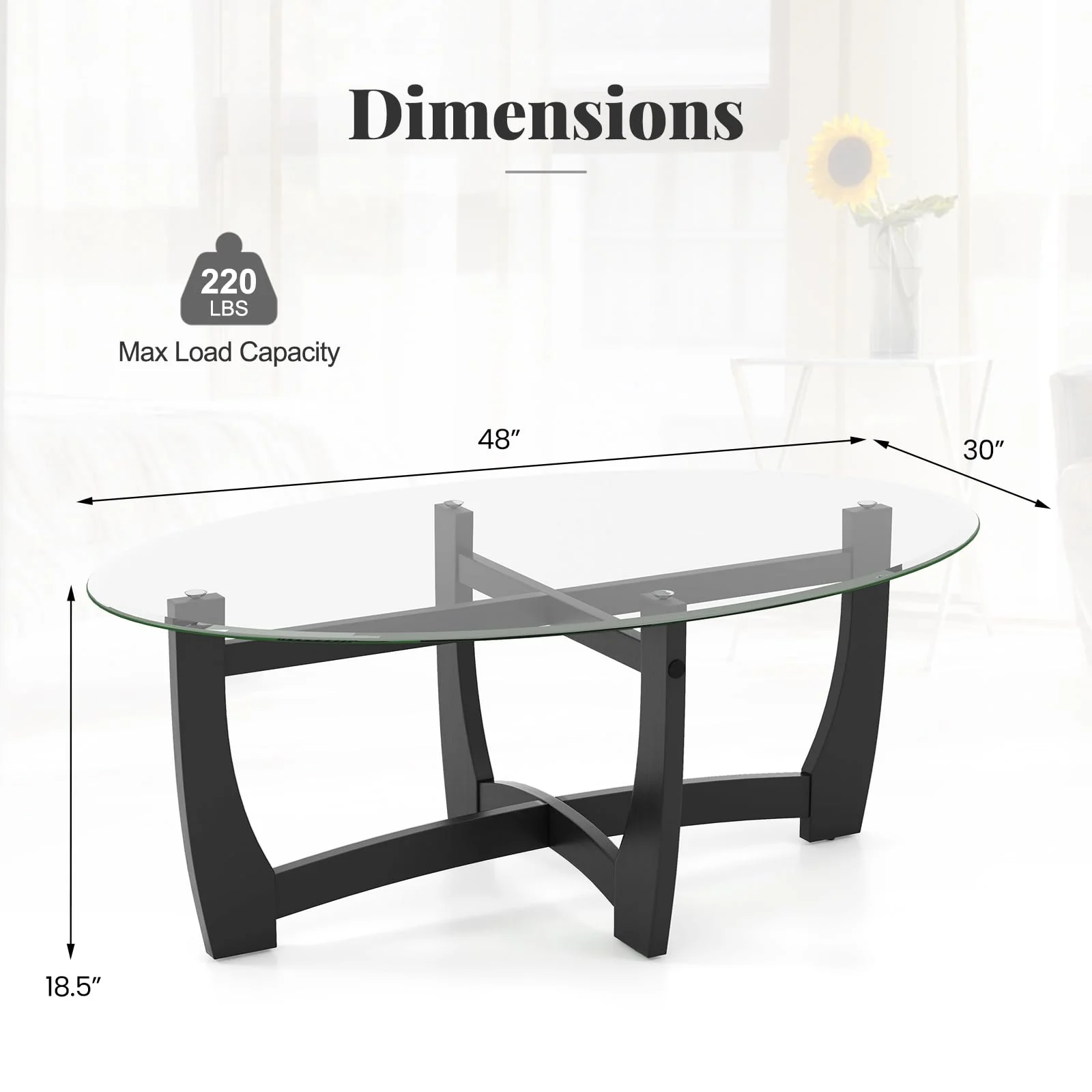 Giantex Glass Coffee Table, 48