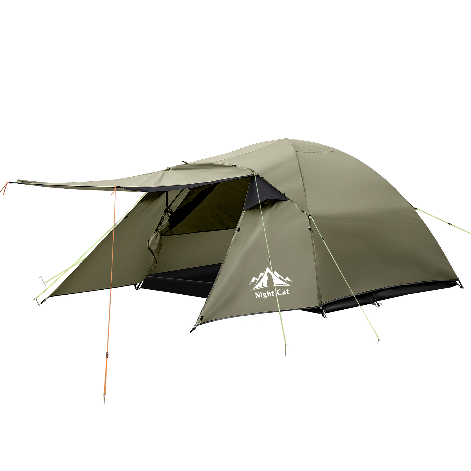 Night Cat Camping Tent 2 3 Persons with Porch Family Backpacking Tent Double Layers Waterproof Easy Clip Setup 7x6x4.3ft Porch Pole Not Inlcuded
