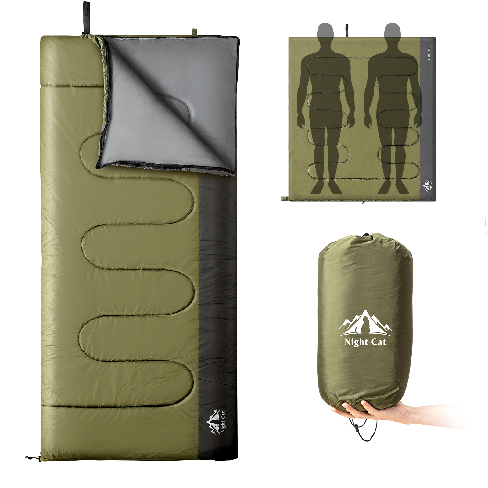 Night Cat Camping Sleeping Bag for Adults Portable Lightweight Backpacking Hiking Traveling Indoor Outdoor Temperature 5-15�� Switch to a Quilt or Blanket