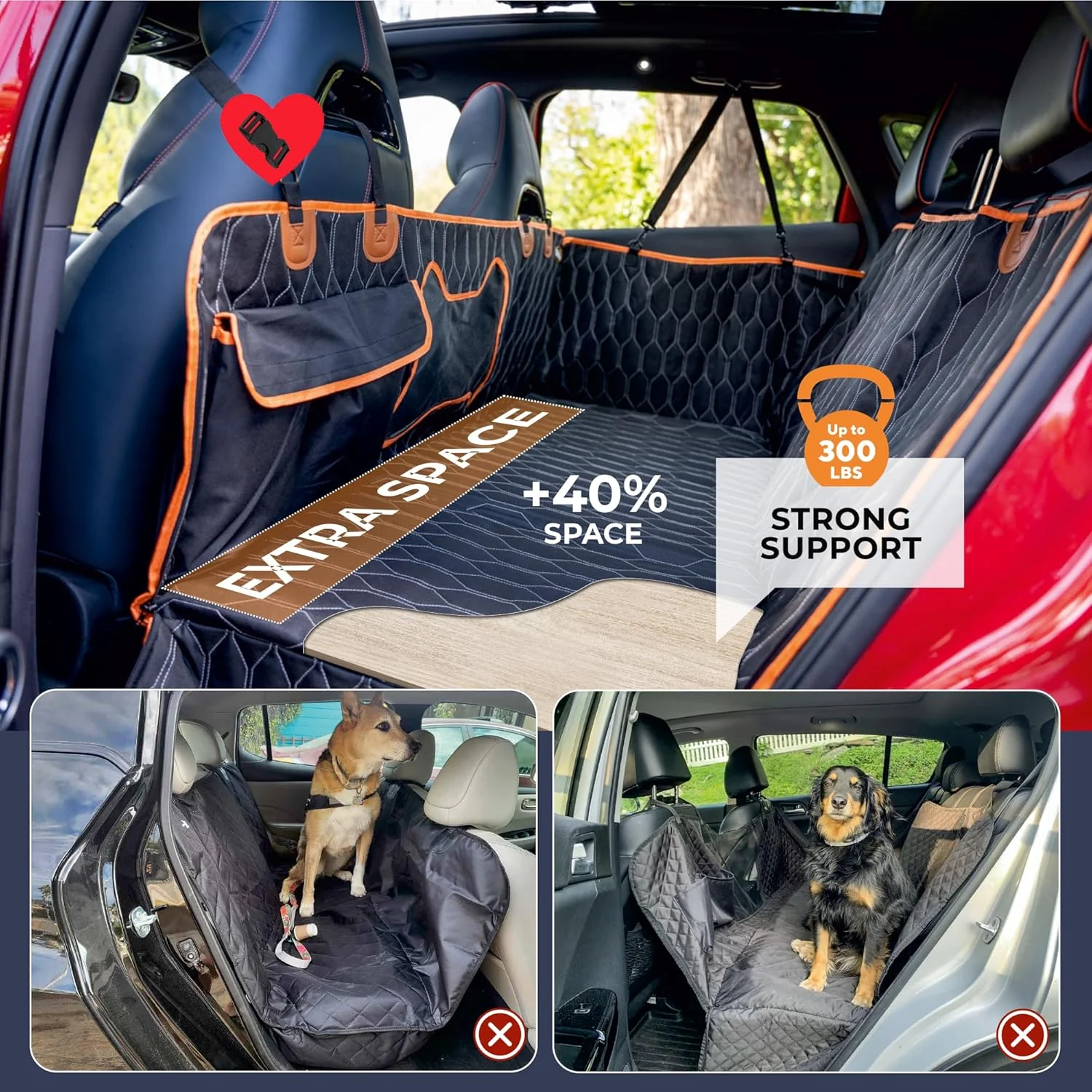 Yogi Prime Back Seat Extender for Dogs, 100% Waterproof Hard Bottom Dog Car Seat Cover, Dog Hammock for Car Travel Camping Mattress Bed, Pets Dog Seat Protector for Cars Trucks SUVs(Black)