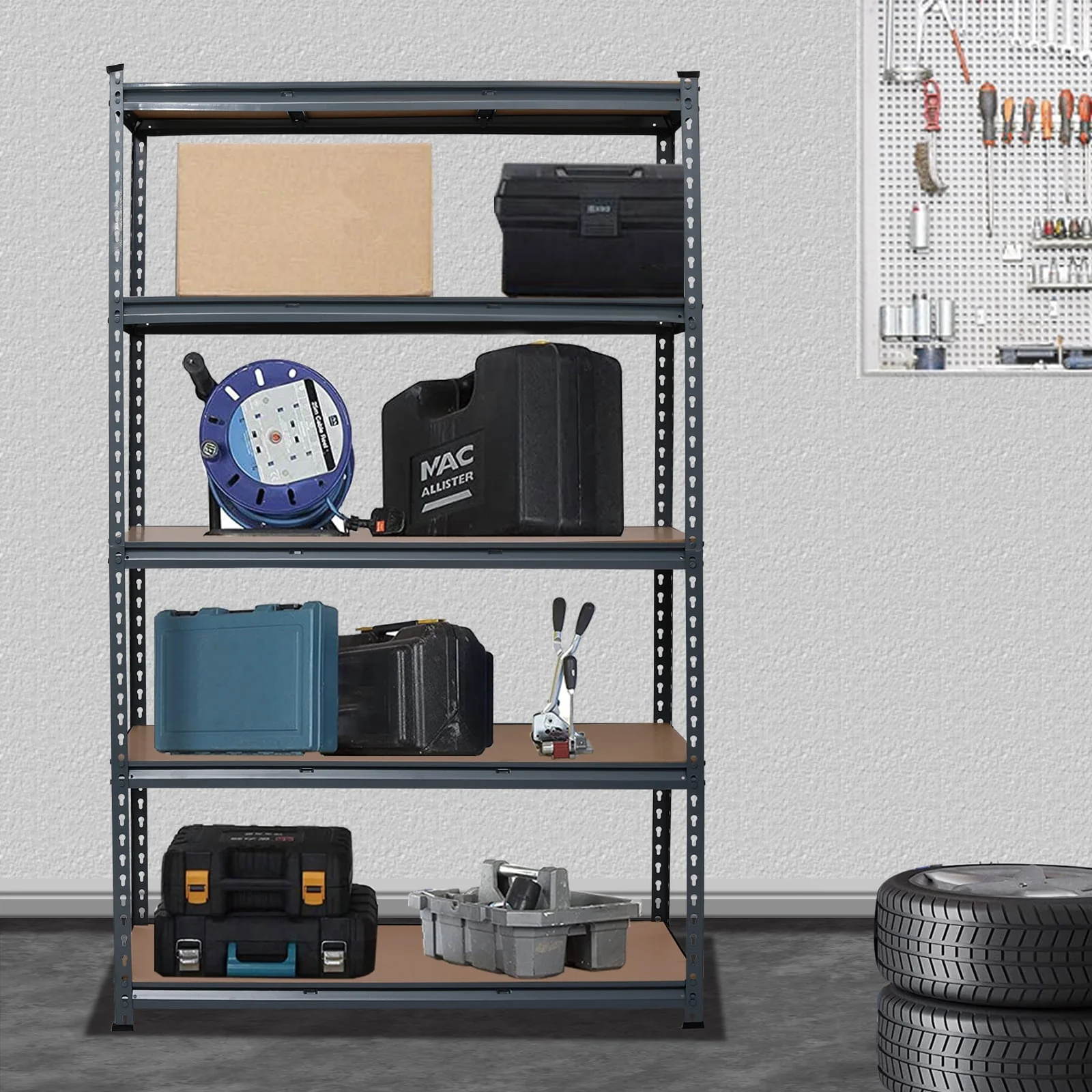 Storage Shelving Unit, 5 Tier Metal Shelf, 43.3x17.7