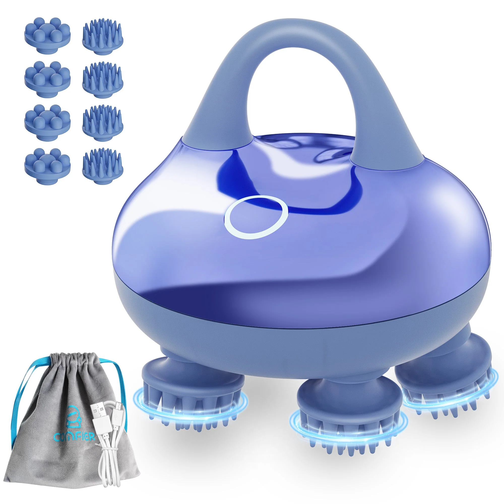 COMFIER Cordless Scalp Massager Hair Growth with 3 kneading Modes, Waterproof Head Massager with 8 Claws for Deep Cleansing, Head Scratcher CF-4402