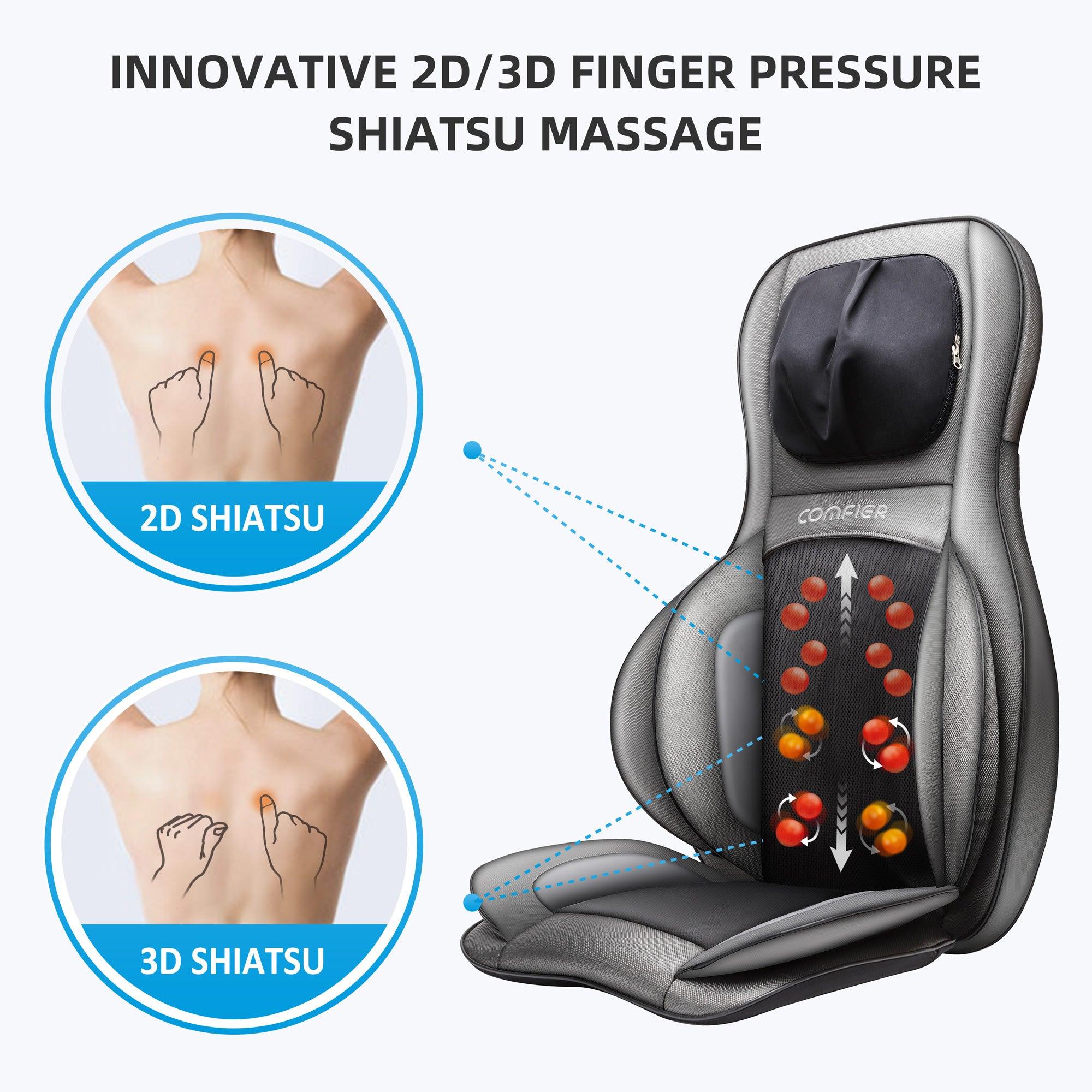 COMFIER Shiatsu Neck & Back Massager, 2D/3D Kneading Massage Chair Pad, APP Remote 2309-APP