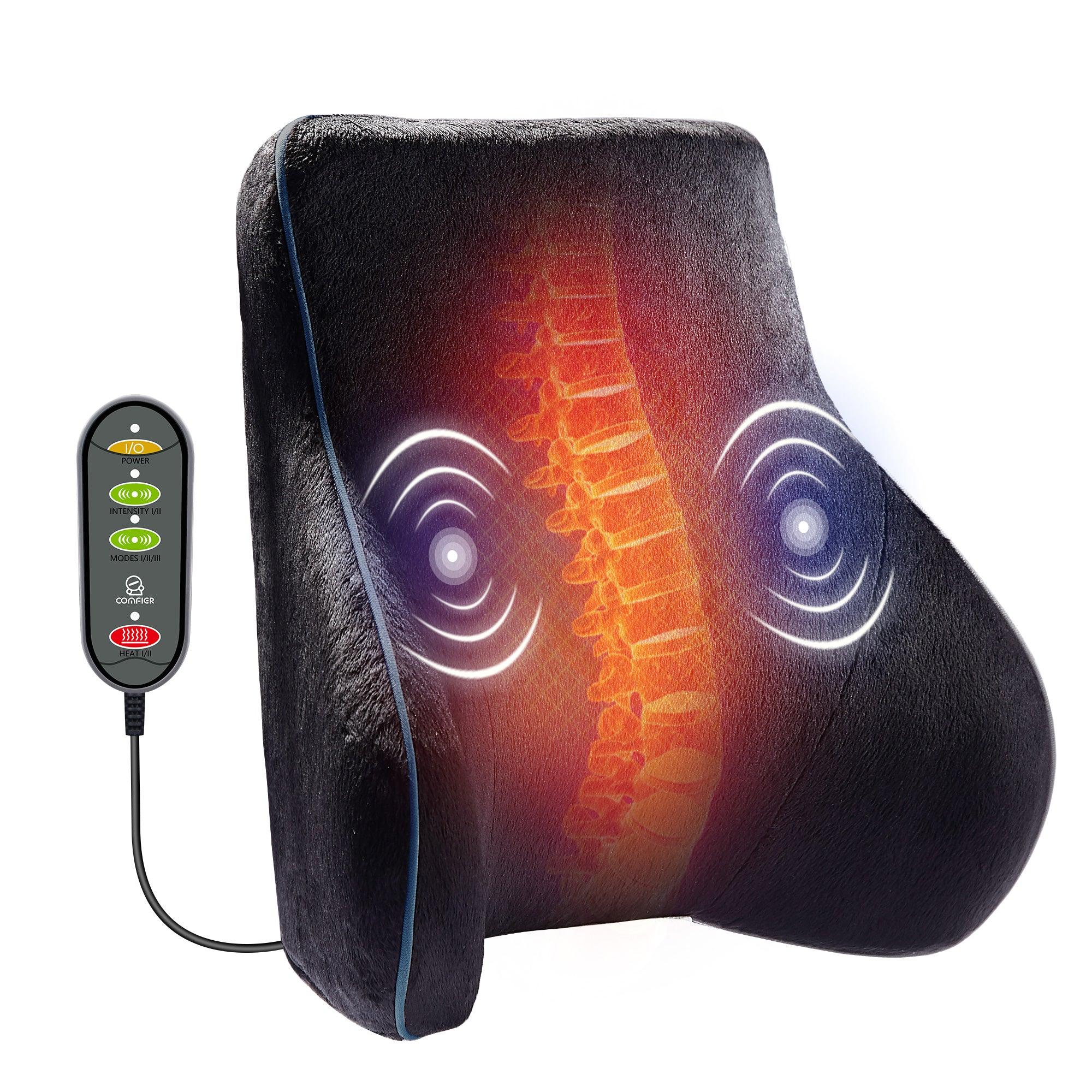 COMFIER Back Lumbar Support Pillow for Office Chair, 3 Vibration Modes & 2 Heat Levels CF-1503N