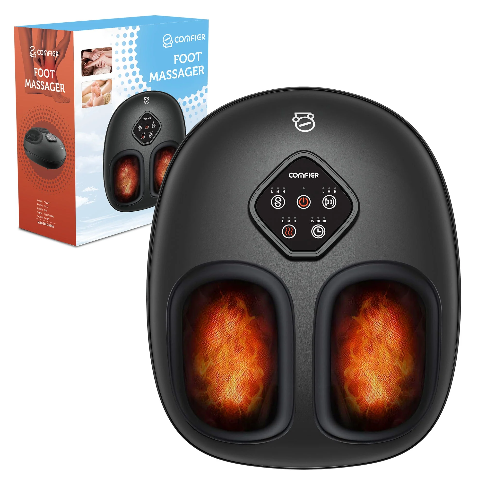 COMFIER 2025 Upgrade Larger Foot Massager with Size 14, Shiatsu Feet Machine with Heat,Compression, Kneading &rolling,foot Massage for neuropathy,Plantar Fasciitis, Home or Office CF-5425