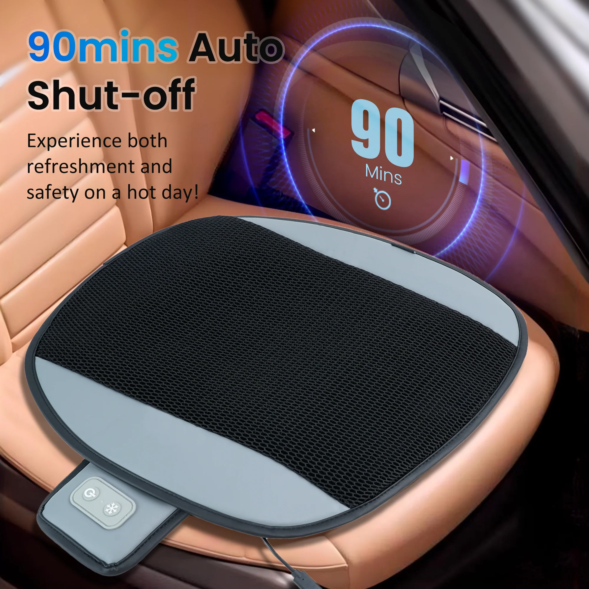 COMFIER Cooling Seat Cushion with Fans, Cooling Seat Covers for Car, Quick Cooling & 3 Speed Adjustable, Cooling Car Seat Cushion for Cars Home Office CF-1401