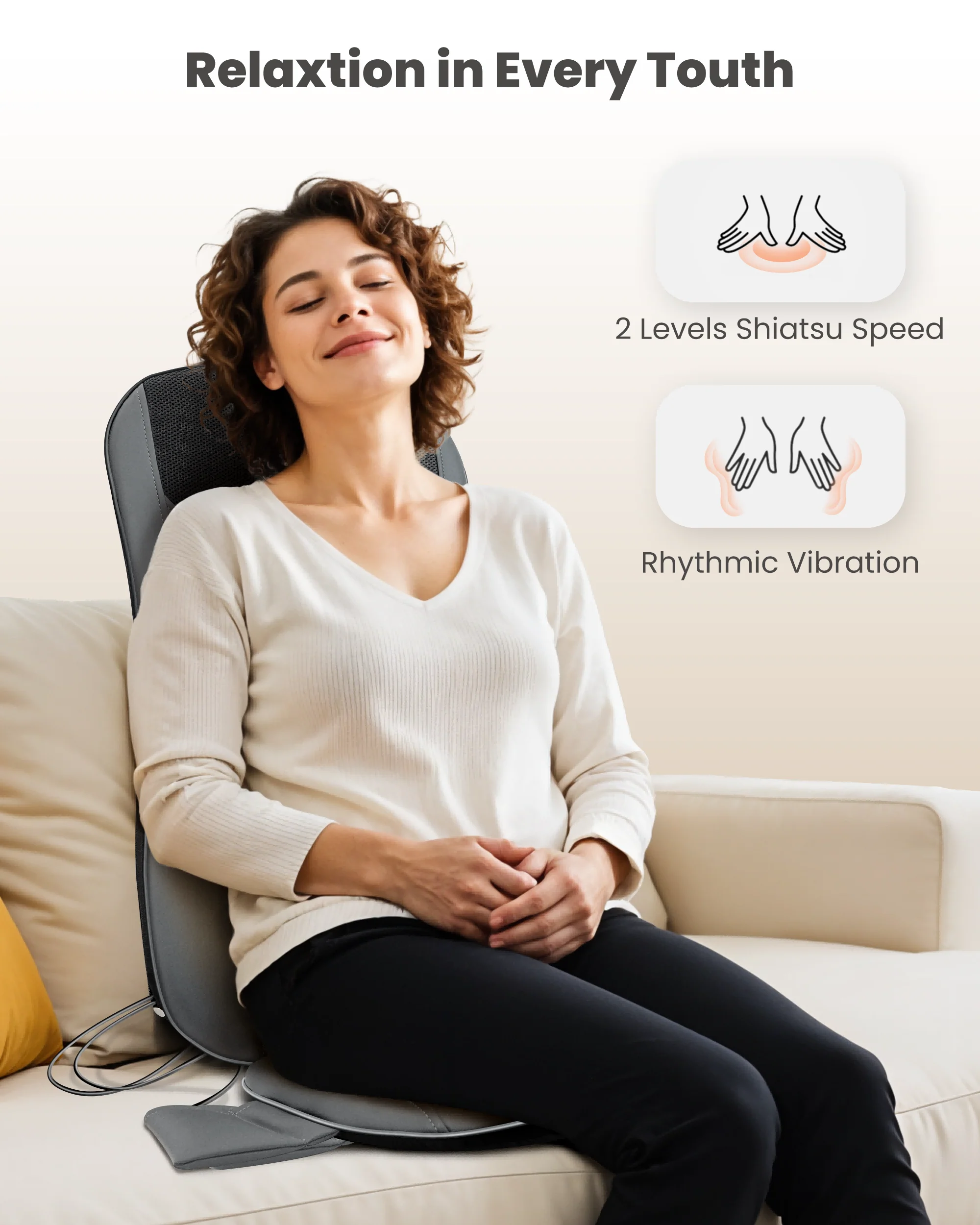 COMFIER Back Massager with Heat, Full Back Massager for Chair with 2 Shiatsu Speeds, Heated Chair Massage Pad with Spot, Massage Seat Pad for Home Office use CF-2405