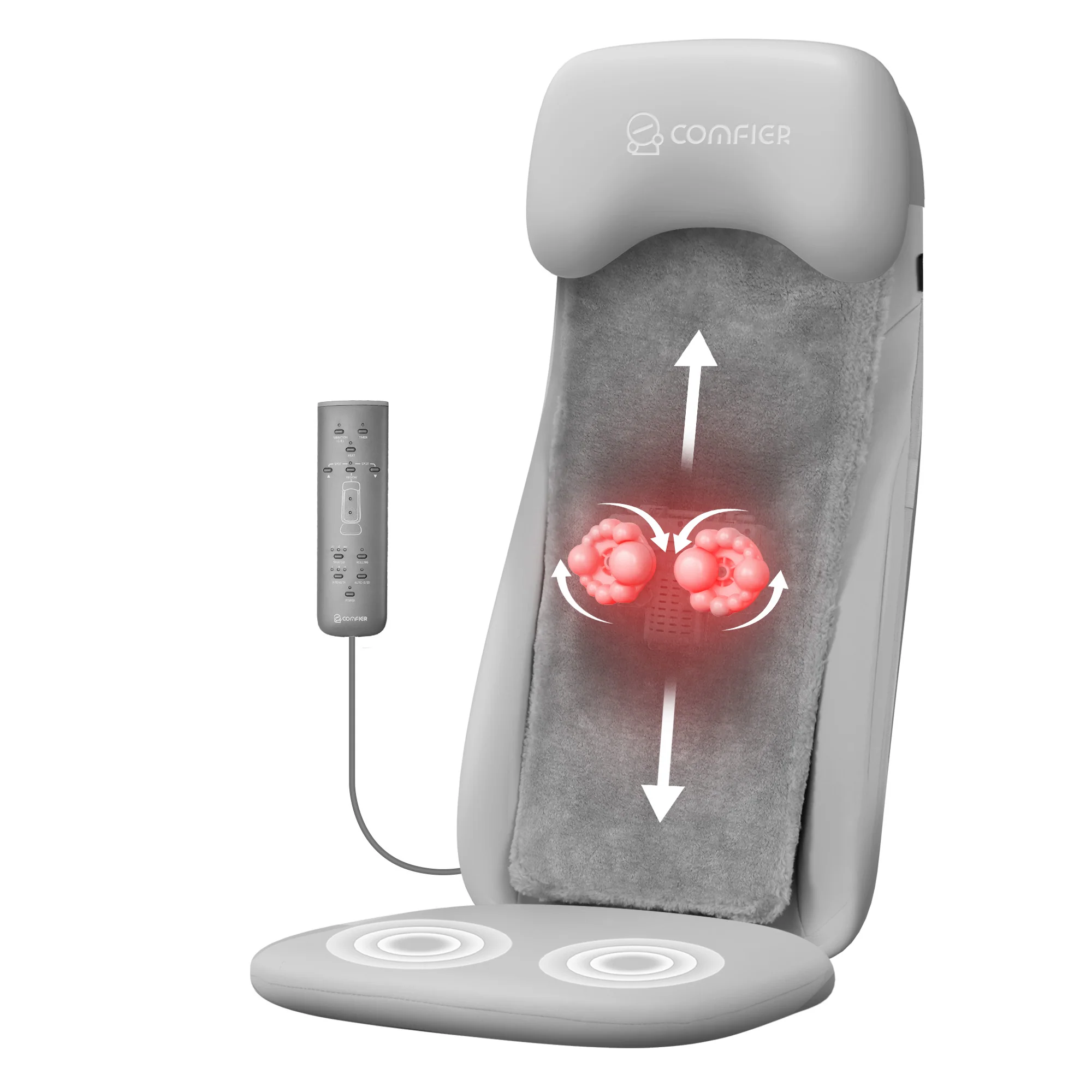 COMFIER Shiatsu Back Massager with Heat, Deep Tissue Kneading Chair Massager with Vibration CF-2311