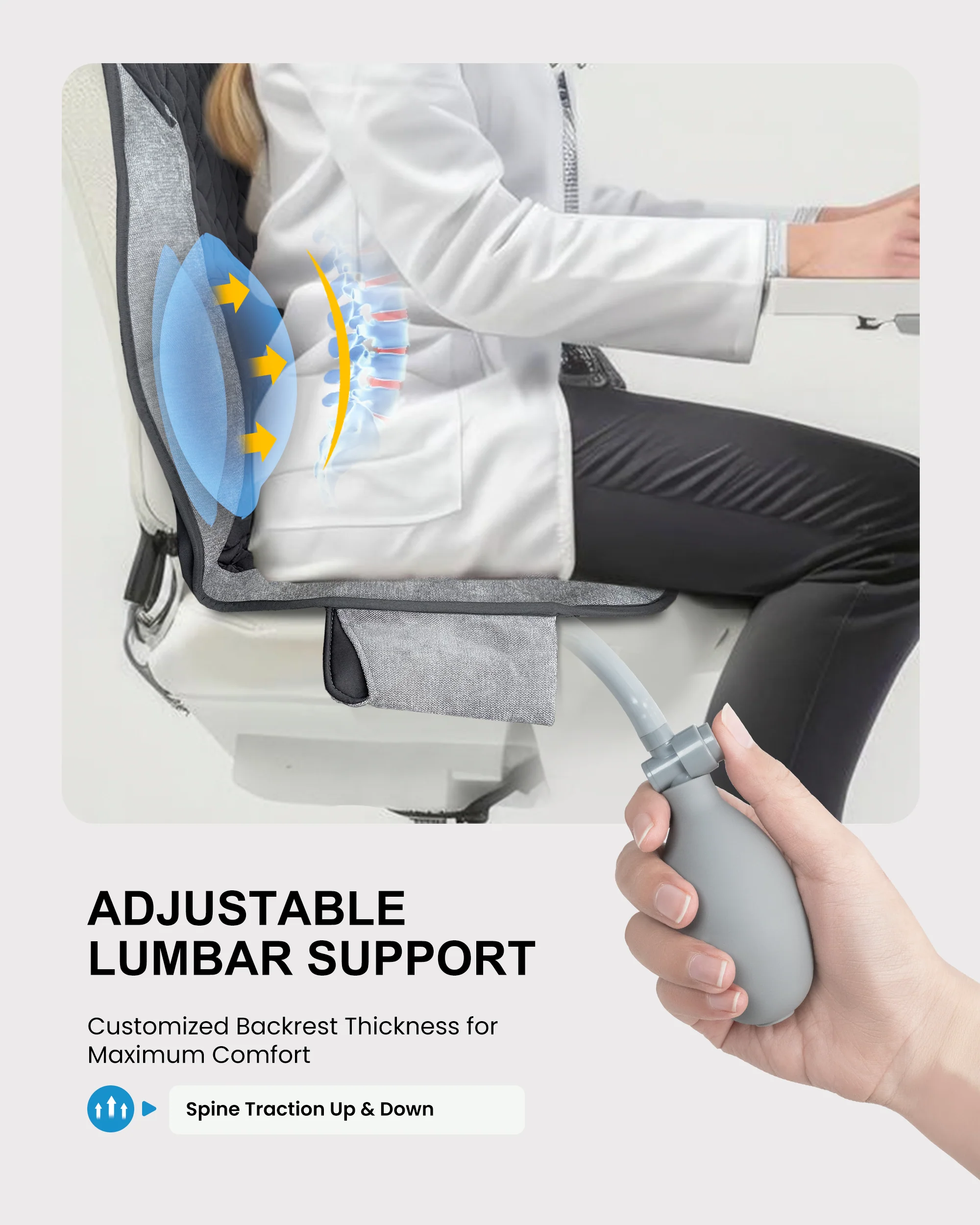 COMFIER Back Massager with Heat, Massage Seat Cushion for Chair with 10 Vibration Motors, Adjustable Lumbar Support, Chair Massager CF-2421