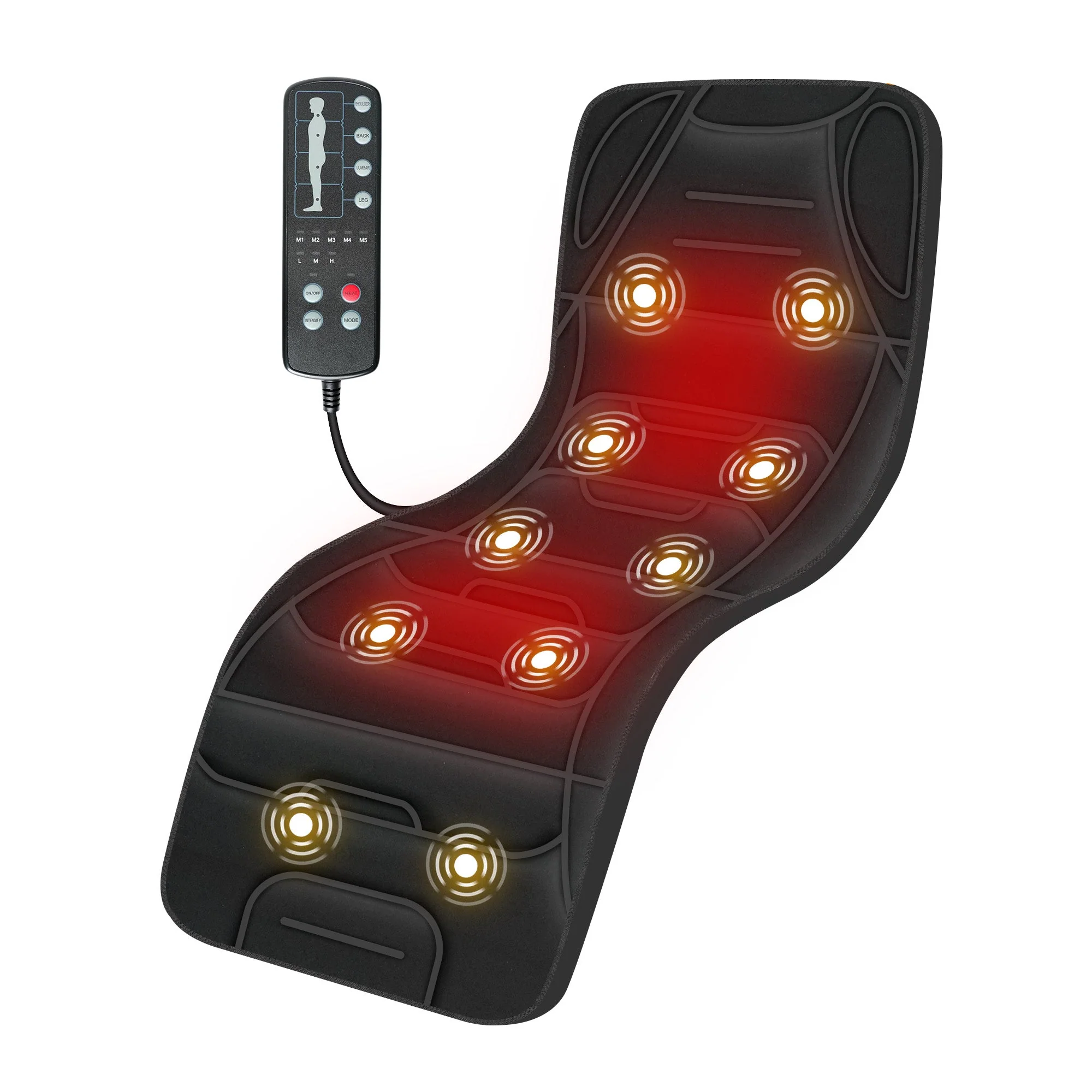 COMFIER Full Body Massage Mat Pad for Bed, Massage Chair Pad with 10 Vibration Motors & 5 Massage Modes, Vibrating Heating Massage Mattress Pad for Back,Massager with Auto Shut Off CF-3401