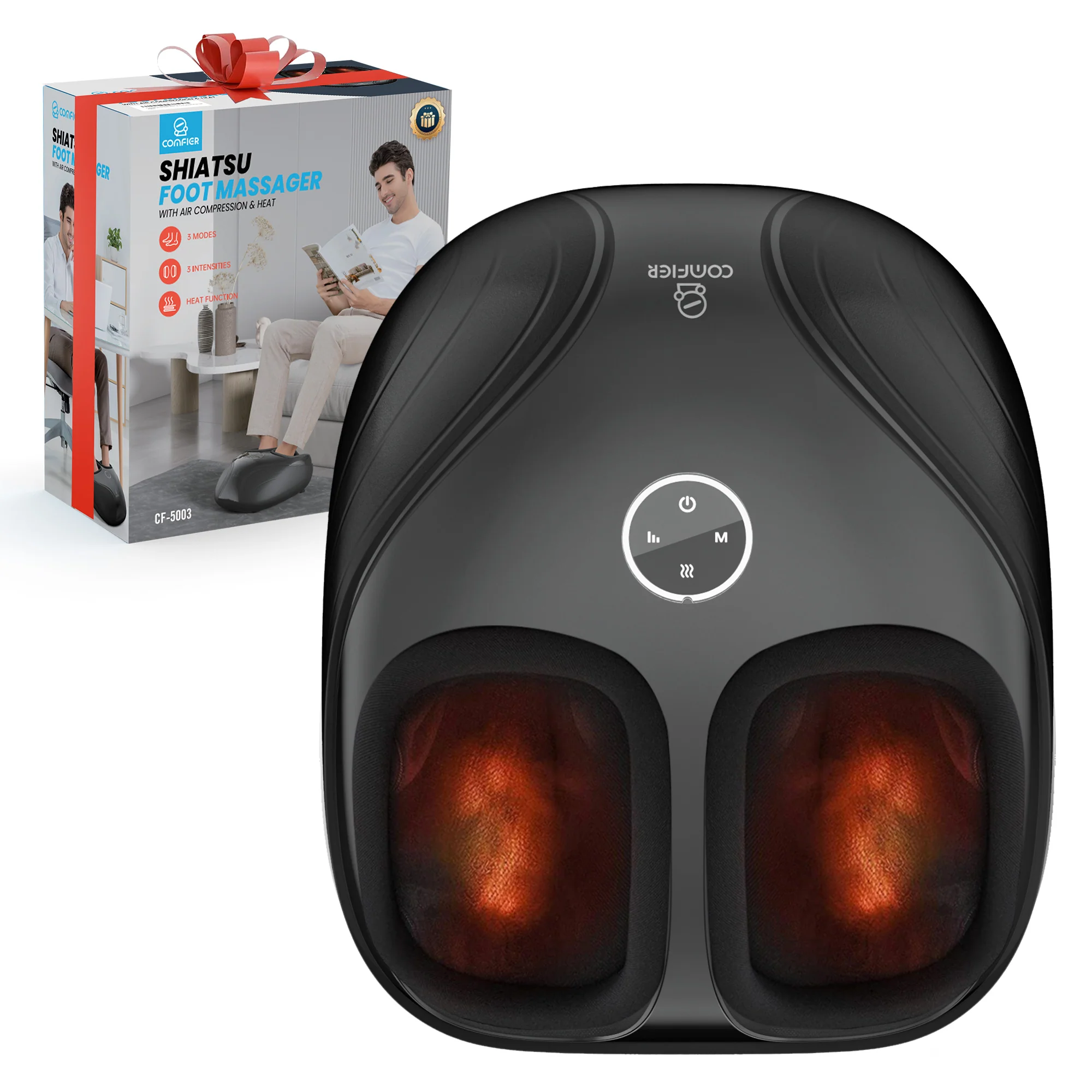 COMFIER 2025 Upgraded Shiatsu Foot Massager Machine, Deep Kneading Feet Massager with Heat CF-5003