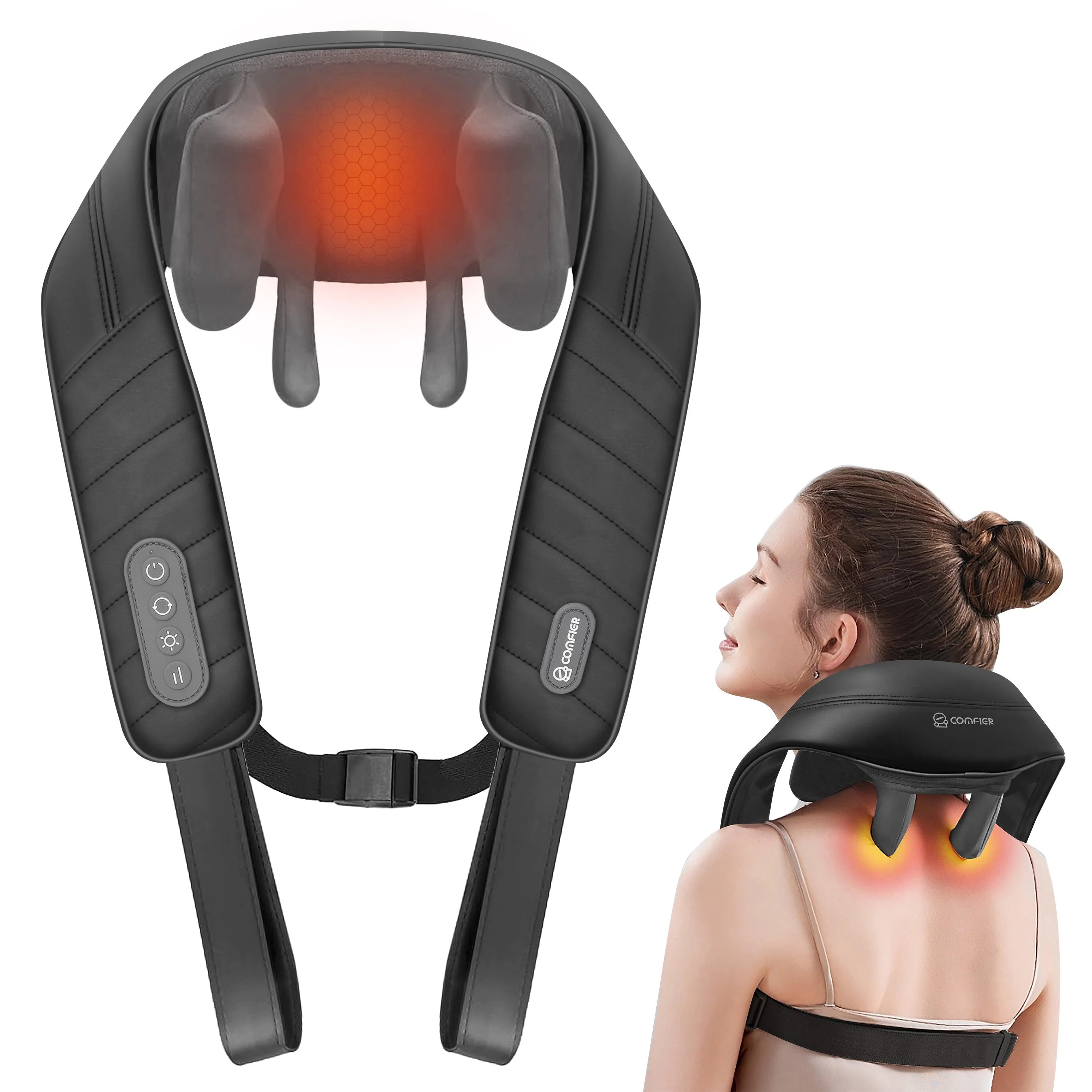 COMFIER Shiatsu Neck and Shoulder Massager, 4D Deep Kneading Cordless Neck and Back Massager with Heat and Vibration, Mother's Day Gift CF-6811