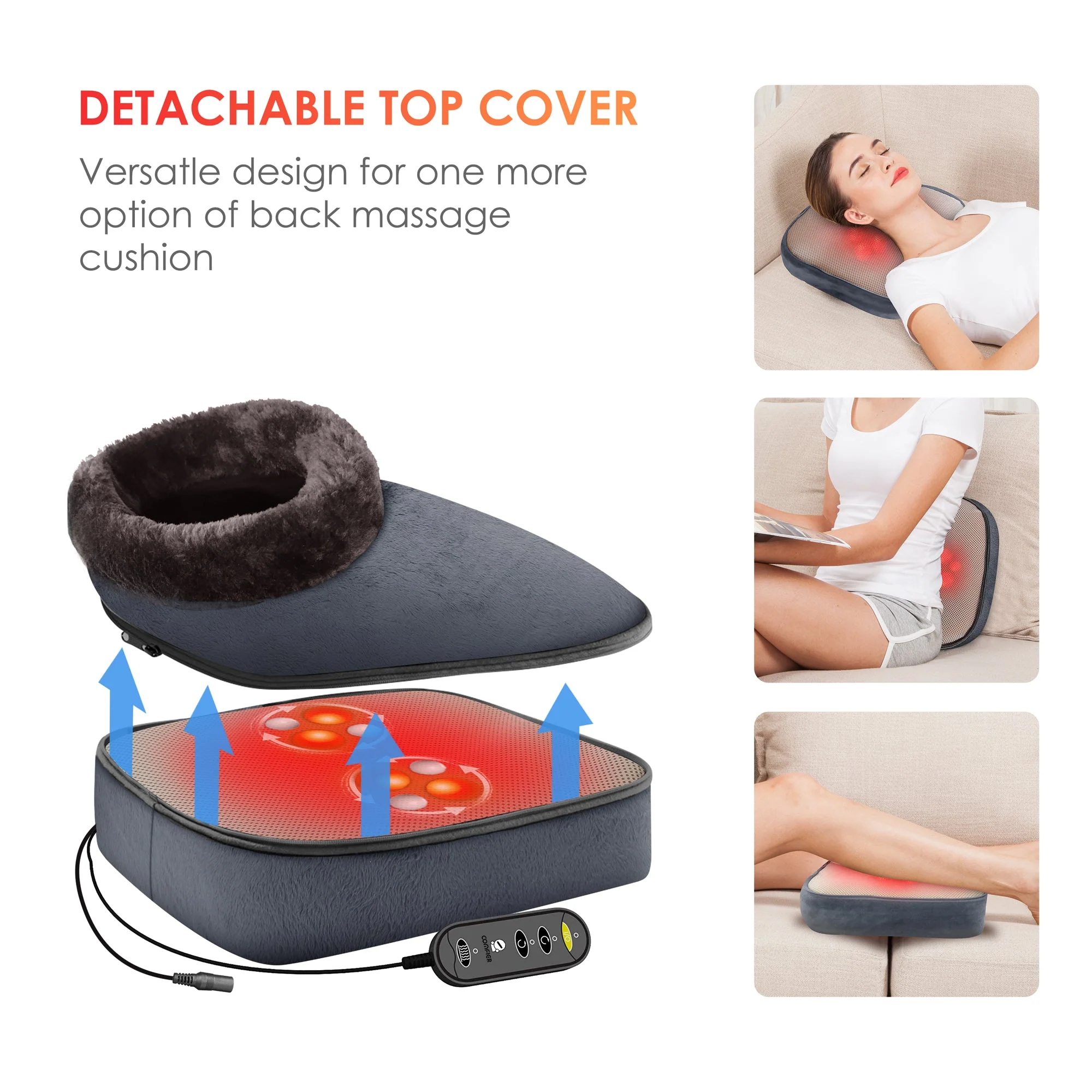 COMFIER Shiatsu Foot Massager with Heat, Electric Heated Foot Warmer for Plantar Fasciitis, Neuropathy, Foot Stress Relief CF-5202S