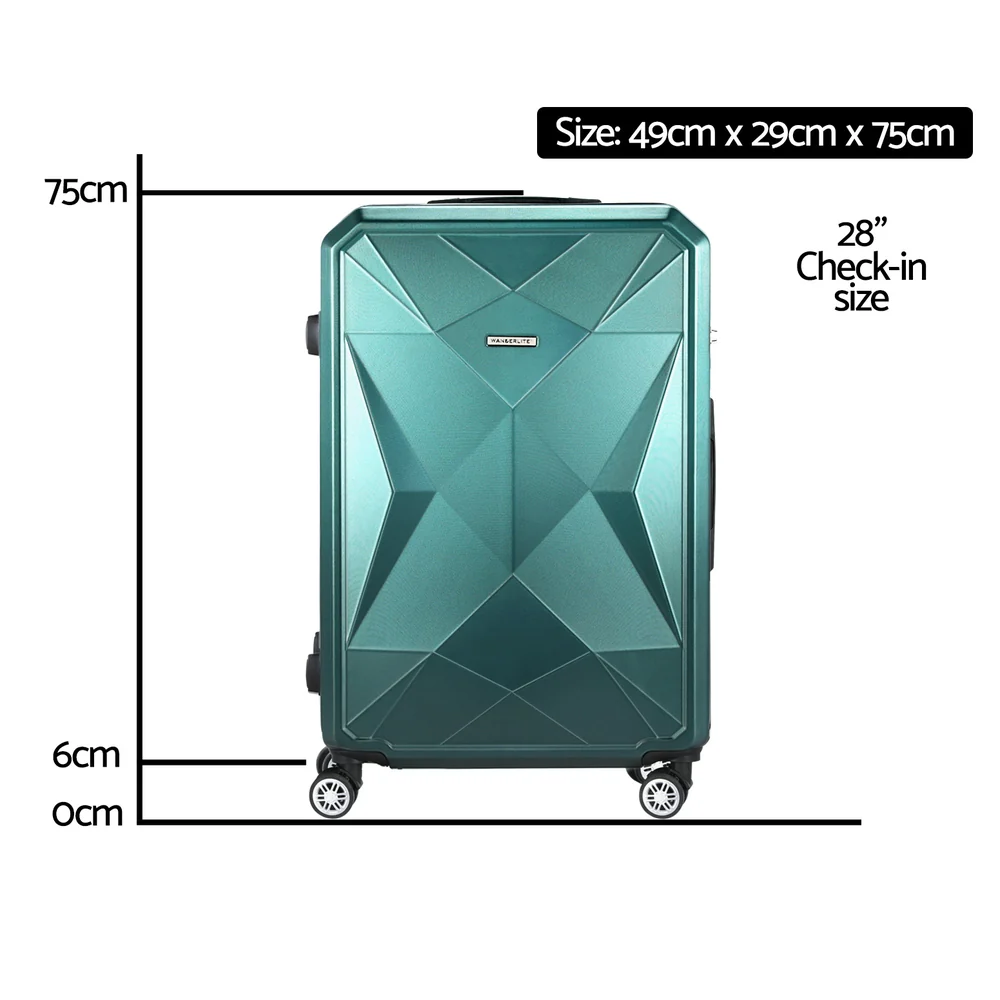Wanderlite 28-inch Luggage Set with TSA LockABS Hard Shell Travel Suitcase Organiser Luggage Case Atrovirens