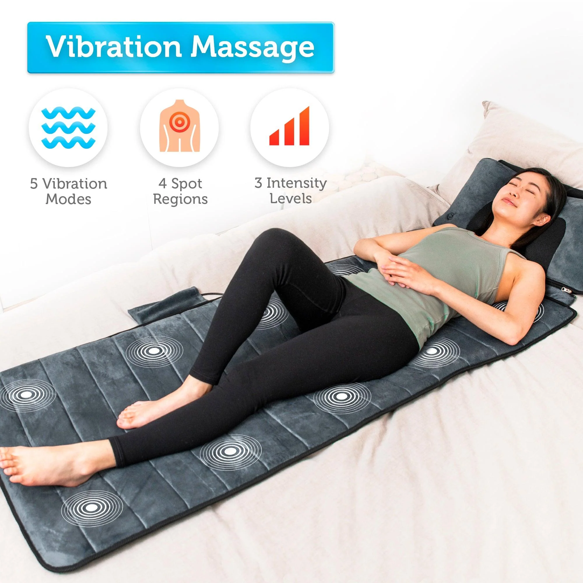 COMFIER Massage Mat, Full Body Heated Massage Pad with Movable Shiatsu Neck Massage Pillow CF-3603U