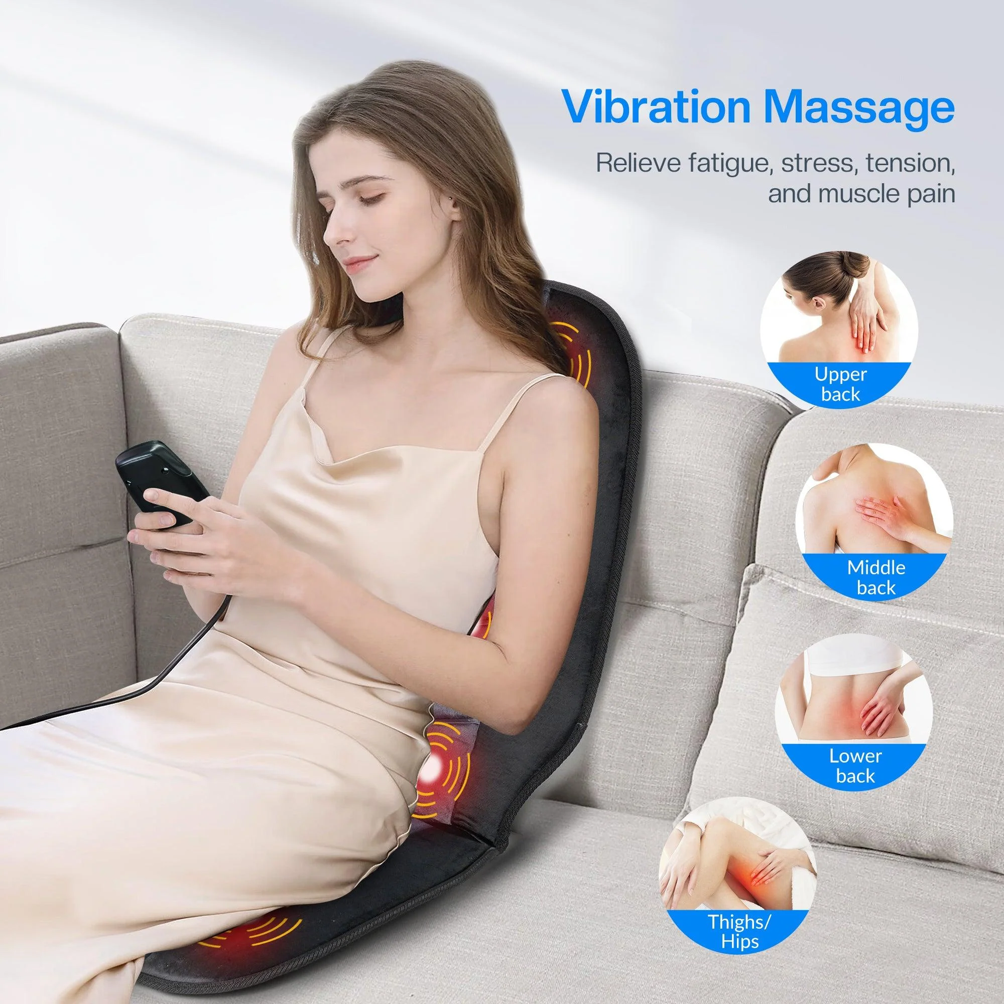 CILI Massage Chair Pad,Back Massage with Heat,Massage Pad with 10 Vibration Motors, Massage Chair for Home&Office Use CL-2613