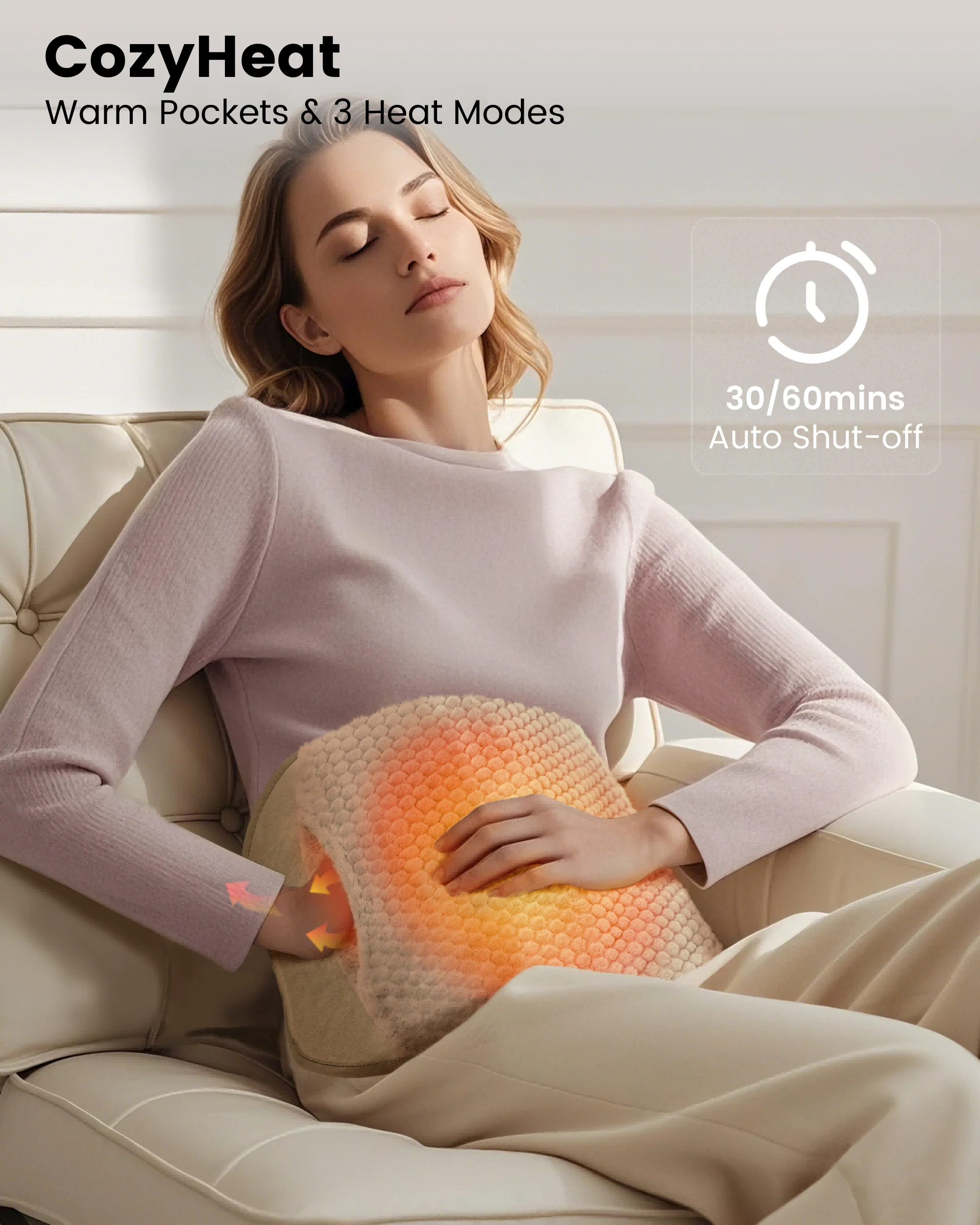 COMFIER Heating Pad for Back Pain Relief, Heating Pad for Period Cramps with Auto Shut Off,Fast Heat Pad with 3 Vibration Modes, Hand-Warming Pocket & Extra-Large Size 61