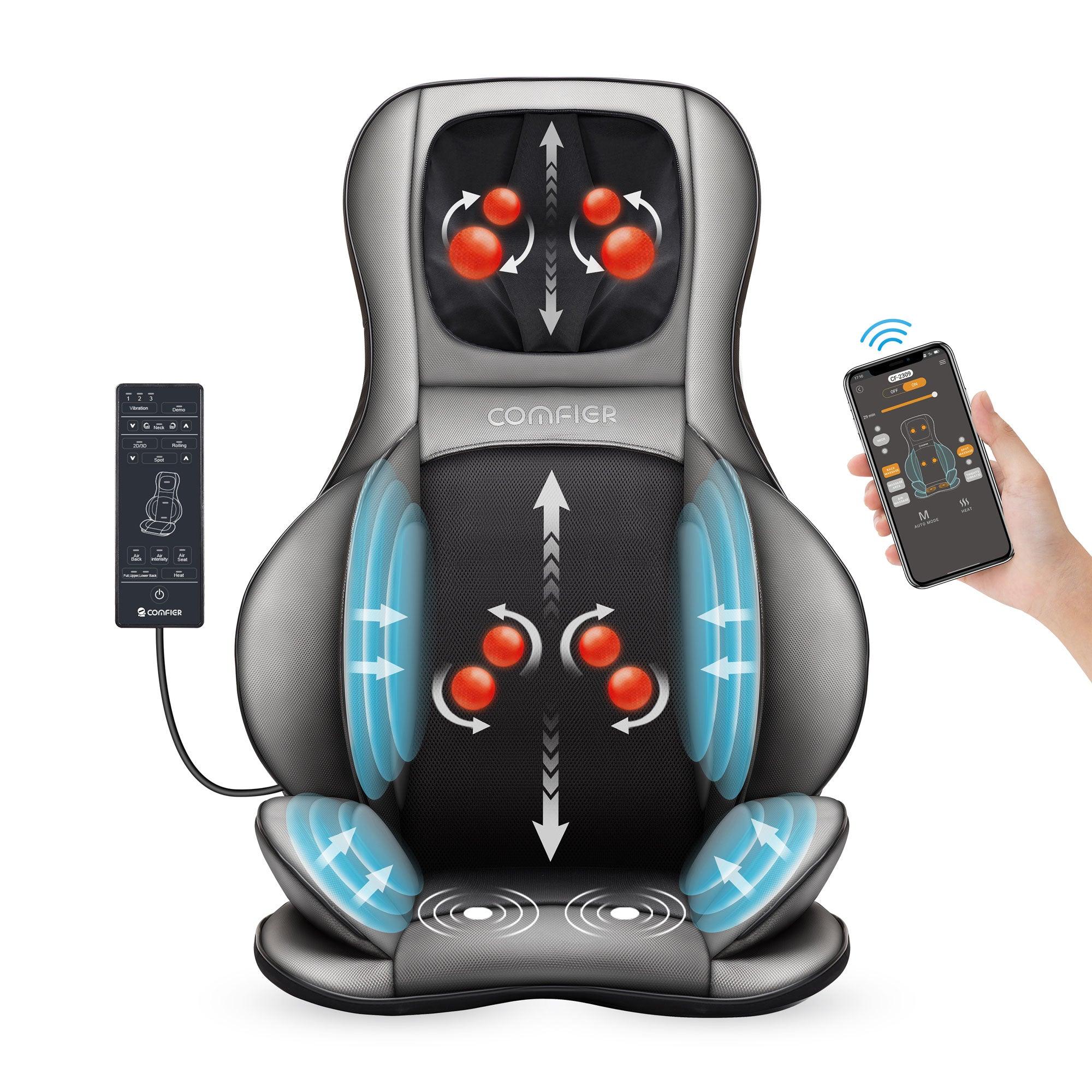 COMFIER Shiatsu Neck & Back Massager, 2D/3D Kneading Massage Chair Pad, APP Remote 2309-APP