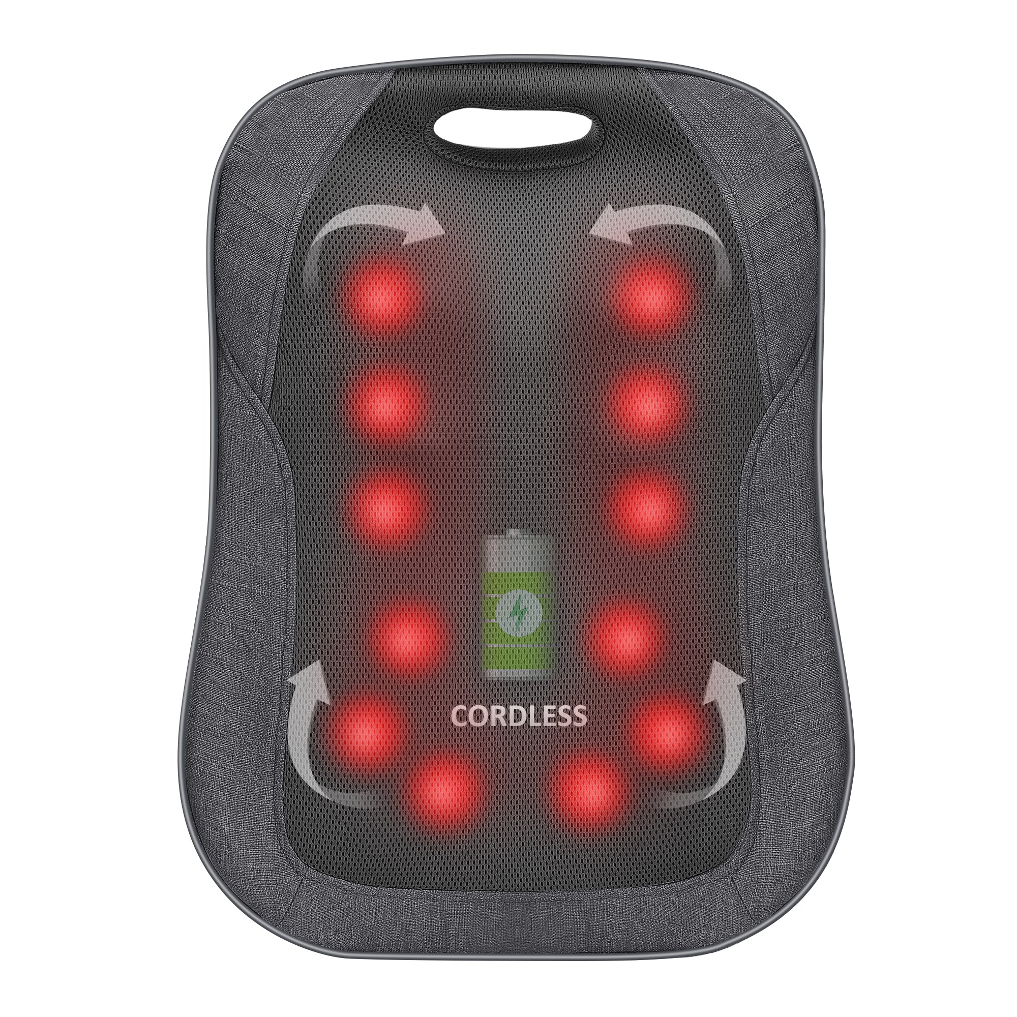 COMFIER Cordless Back Massager with Heat, Rechargeable Shiatsu Massage Chair Pad CF-1902C