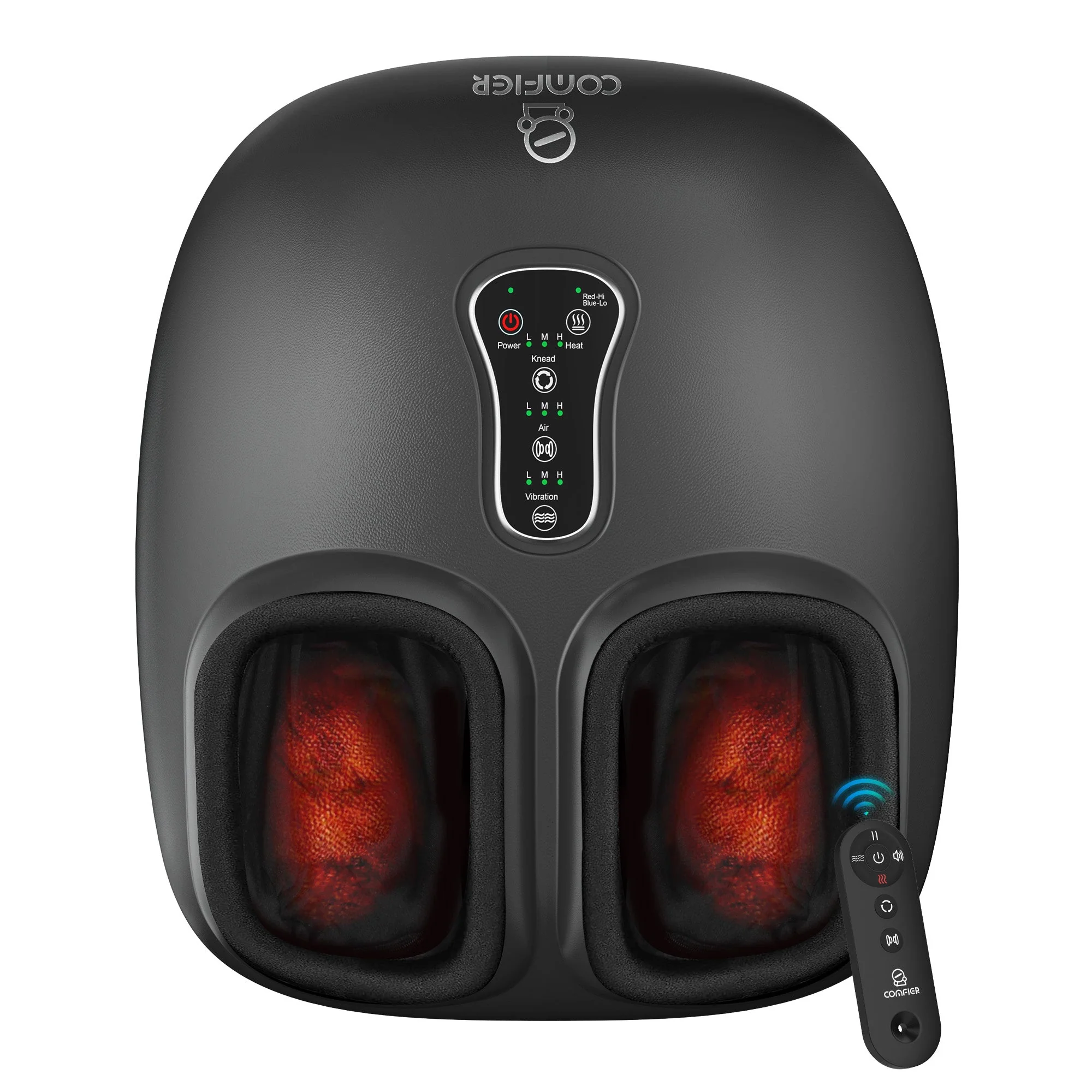 COMFIER Shiatsu Foot Massager with Remote Control, Pause Function, Heat, Compression, Vibration for Neuropathy, Plantar Fasciitis, Size 13 CF-5212RC