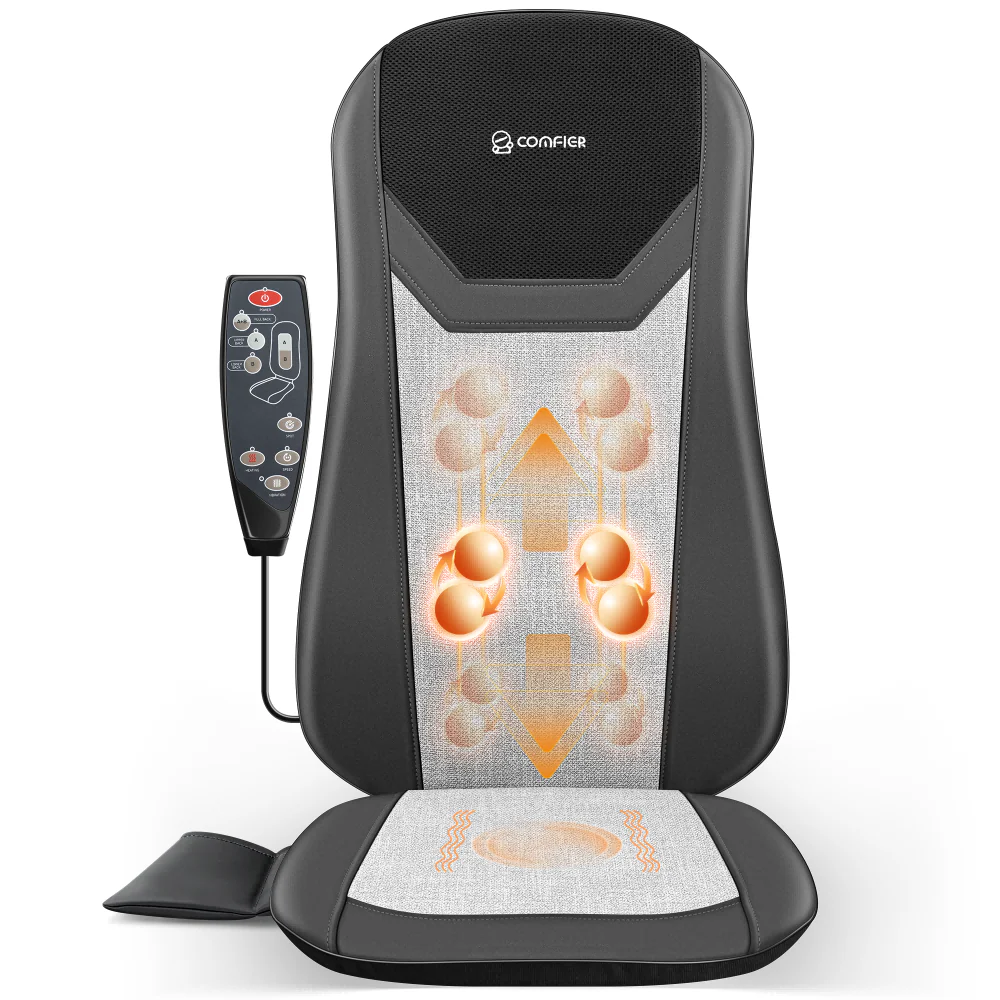 COMFIER Back Massager with Heat, Full Back Massager for Chair with 2 Shiatsu Speeds, Heated Chair Massage Pad with Spot, Massage Seat Pad for Home Office use CF-2405